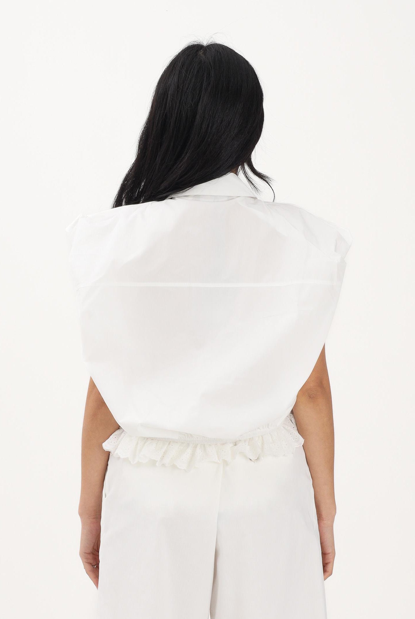 TPN Camicia smanicata bianca da donna con colletto gioiello TABER252S6 D7 TPN