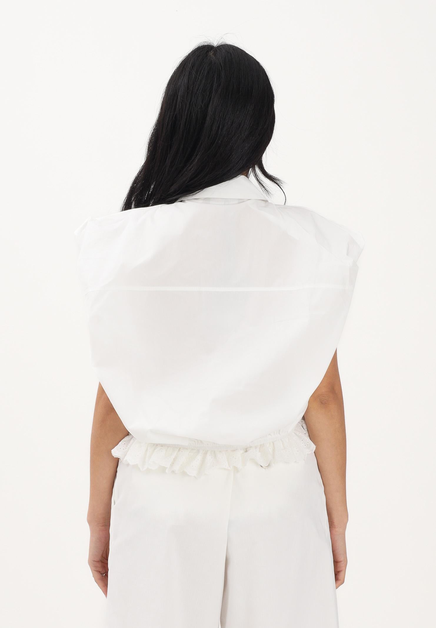 TPN Camicia smanicata bianca da donna con colletto gioiello TABER252S6 D7 TPN