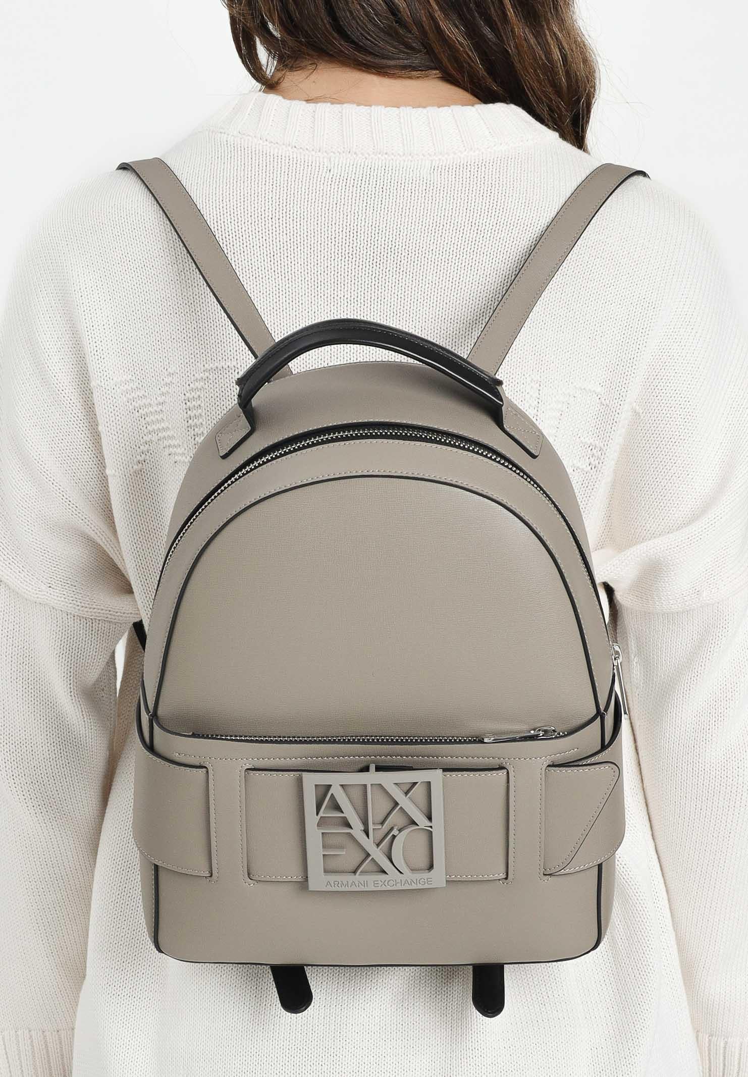 ARMANI EXCHANGE Zaino color fango da donna con placca logo XW001204AF13672 U6242 ARMANI EXCHANGE