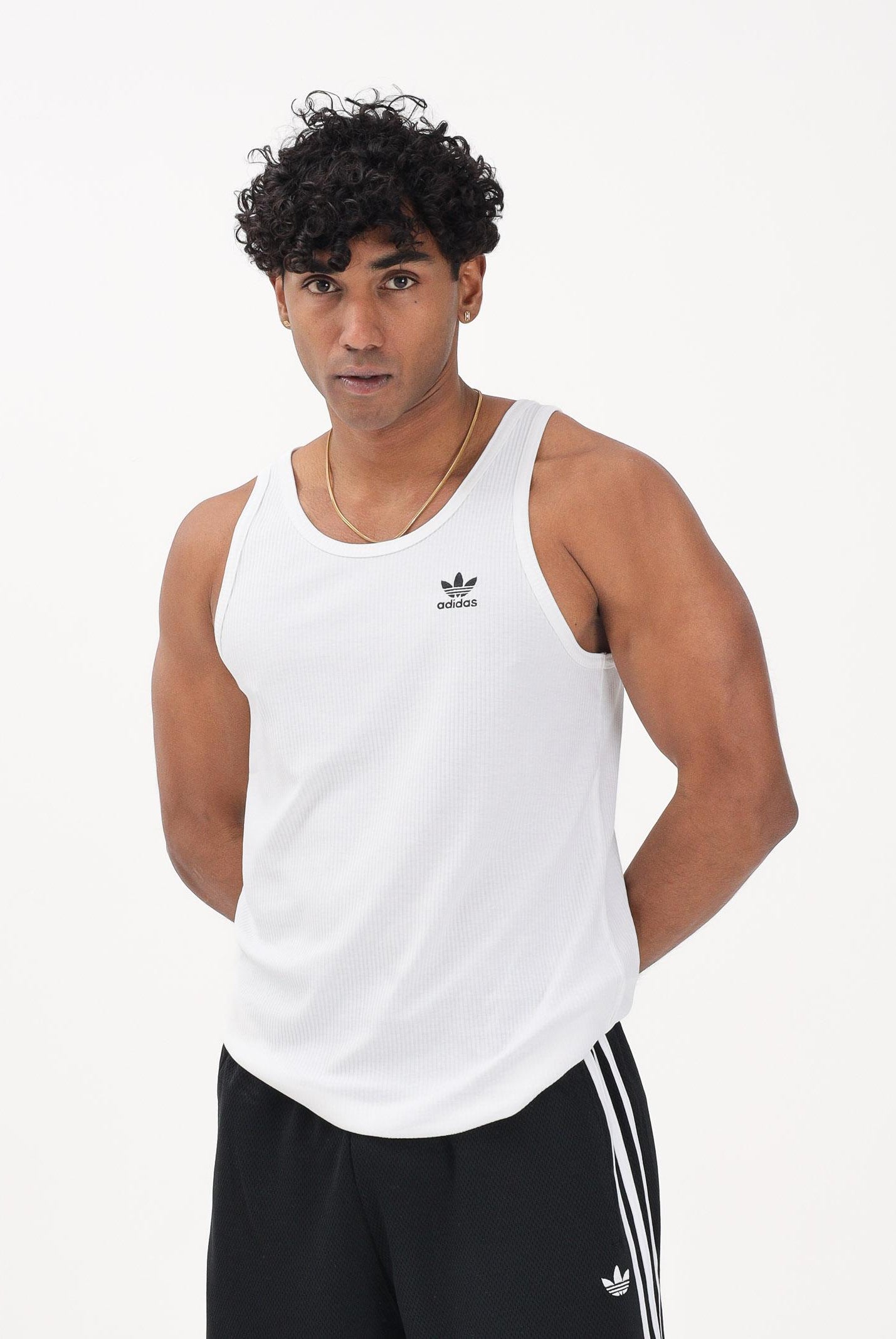 ADIDAS ORIGINALS Canotta Trefoil Essentials bianca da uomo IY7366 . ADIDAS ORIGINALS