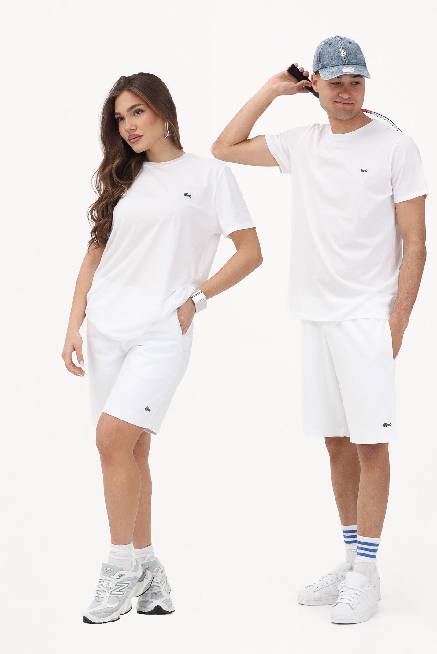 LACOSTE Shorts sportivo bianco per uomo e donna con logo GH9860 001 LACOSTE