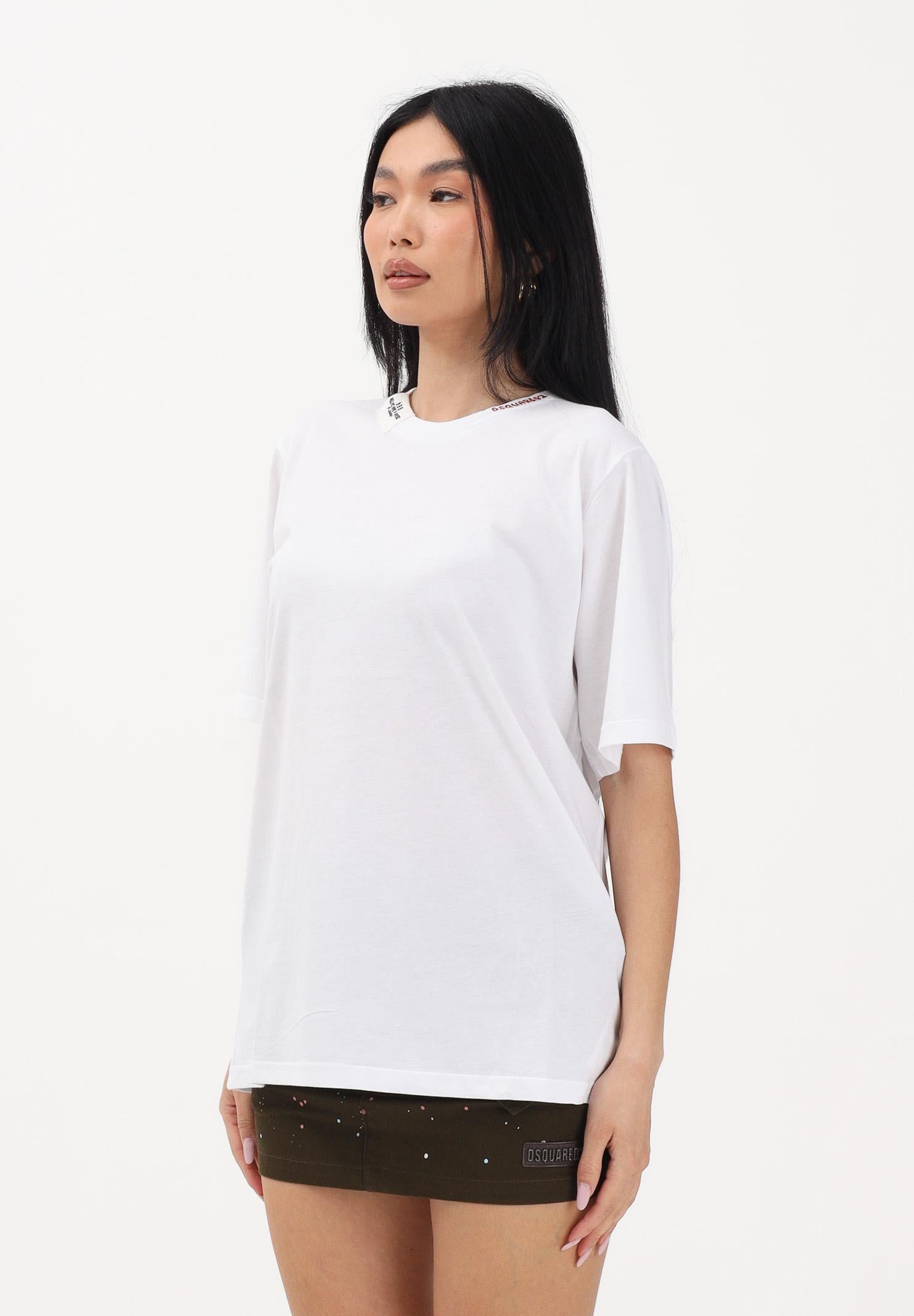 DSQUARED2 T-shirt a manica corta bianca per donna, ragazzi e bambini con logo al collo DQ3161D0AGP DQ100 DSQUARED2