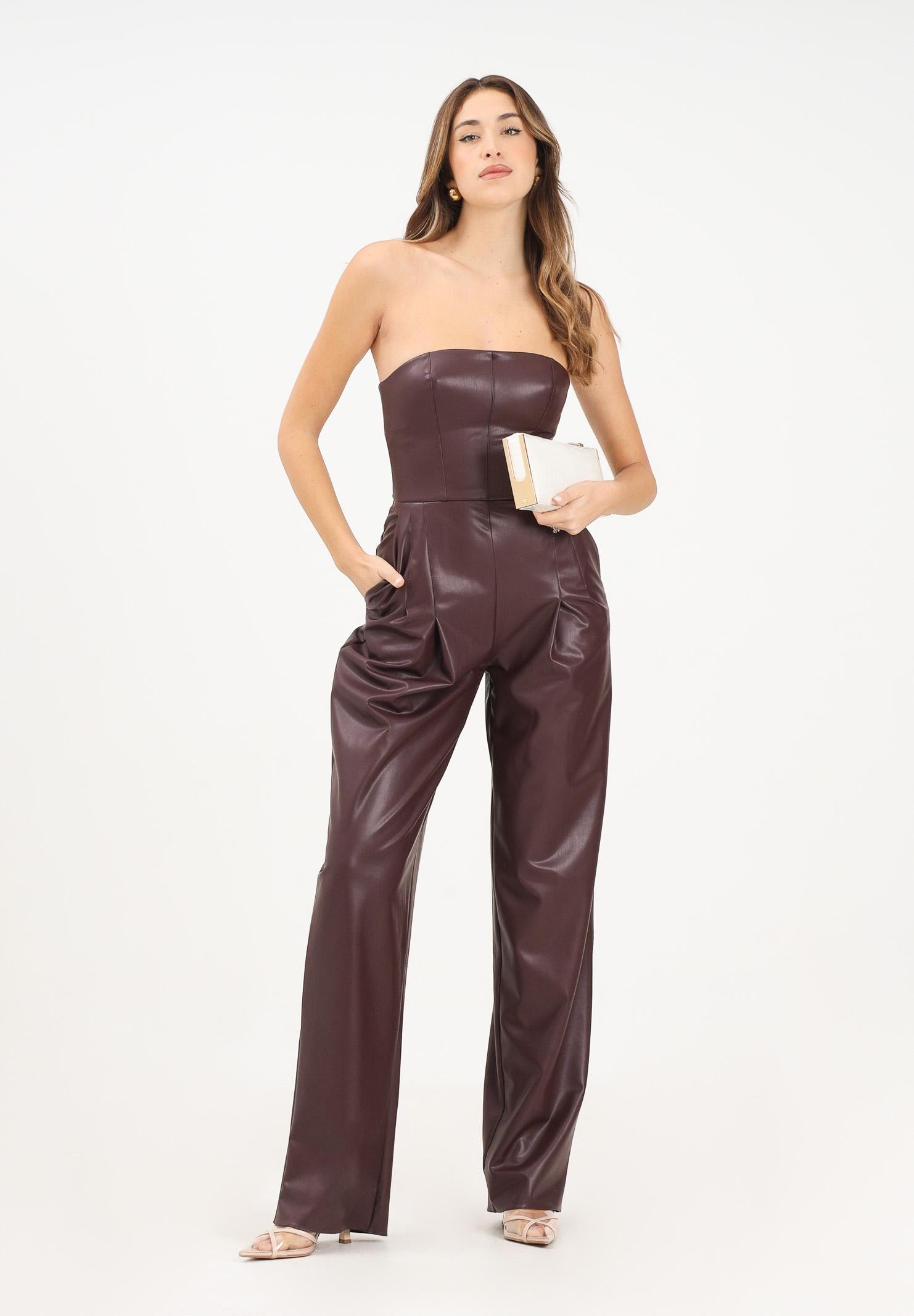 ELISABETTA FRANCHI Tuta bordeaux da donna realizzata in materiale sintetico effetto pelle TU06858E2 EA4 ELISABETTA FRANCHI