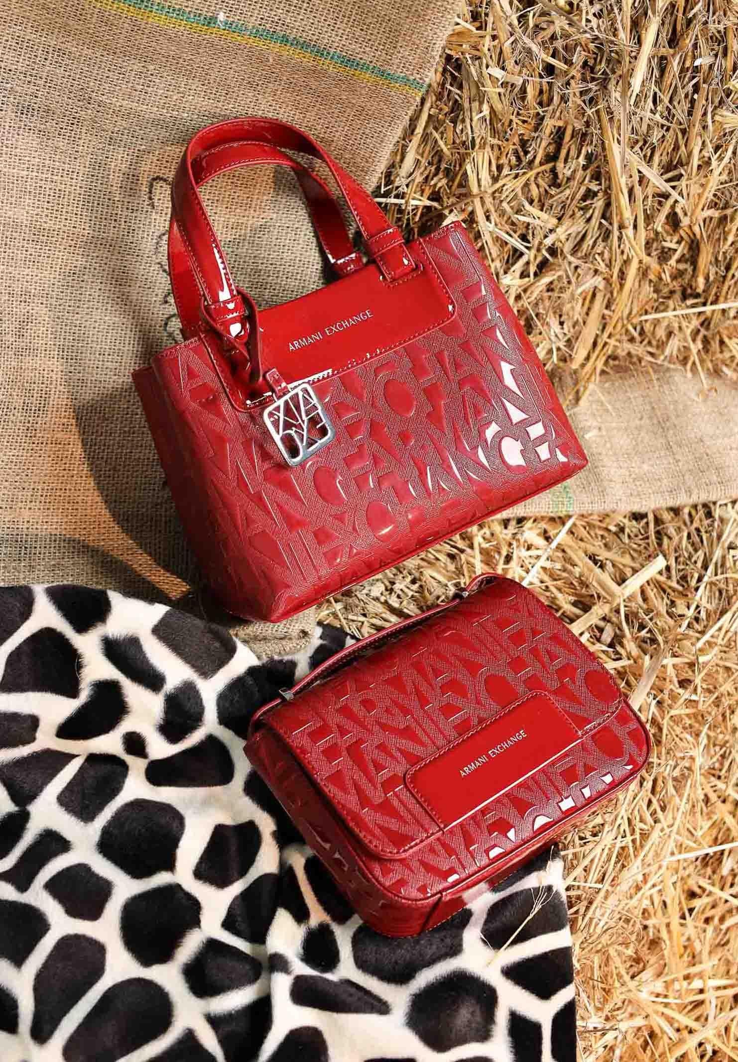 ARMANI EXCHANGE Borsa a mano rossa da donna con logo XW001576AF17290 U5081 ARMANI EXCHANGE