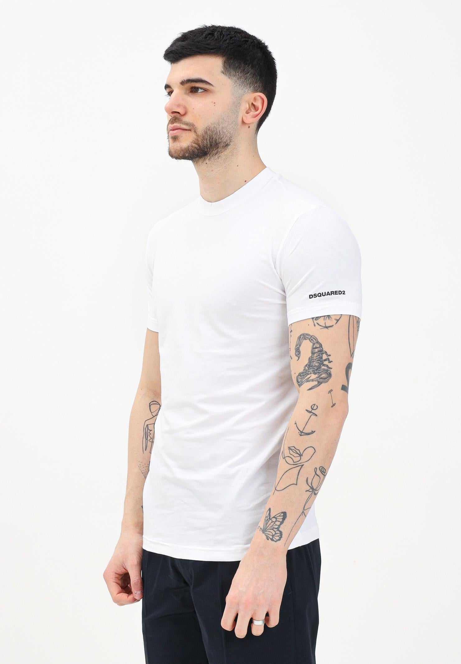DSQUARED2 T-shirt a manica corta bianca da uomo con stampa logo DCX250070 100 DSQUARED2