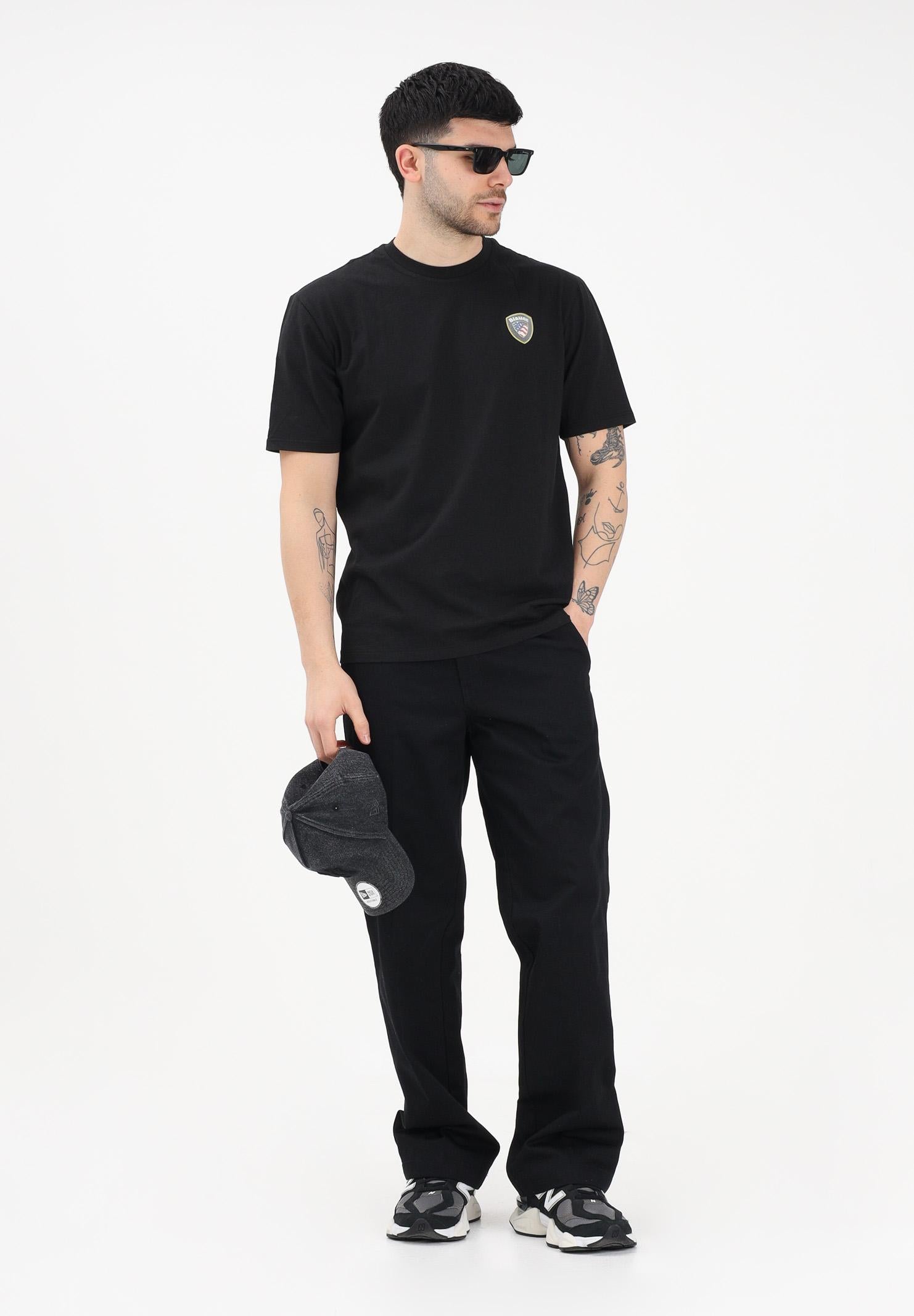 BLAUER T-shirt a manica corta FAXON nera da uomo con logo 26SBLUH02284-007480 999 BLAUER