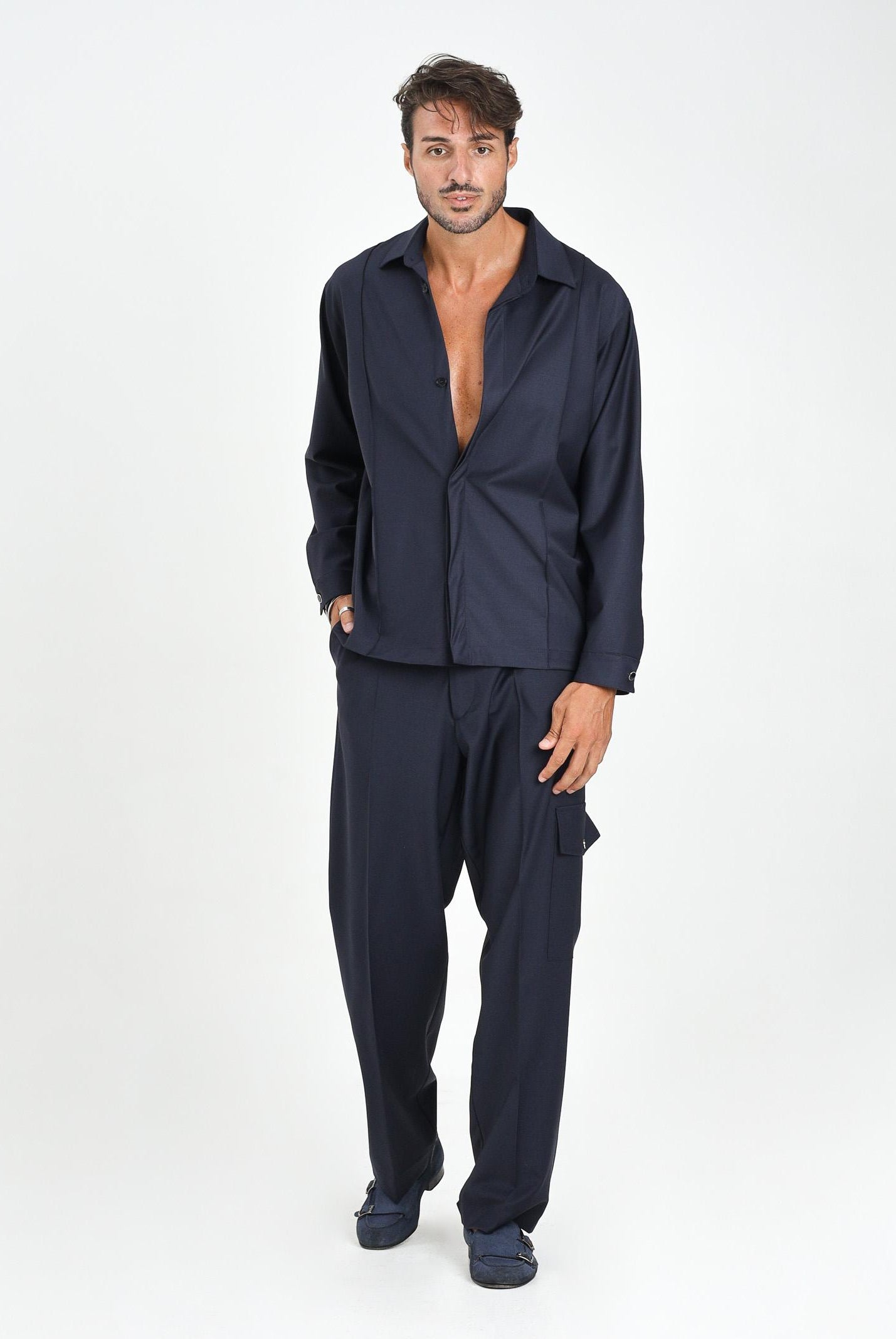 I'M BRIAN Pantalone cargo blu da uomo PA3508 005 I'M BRIAN