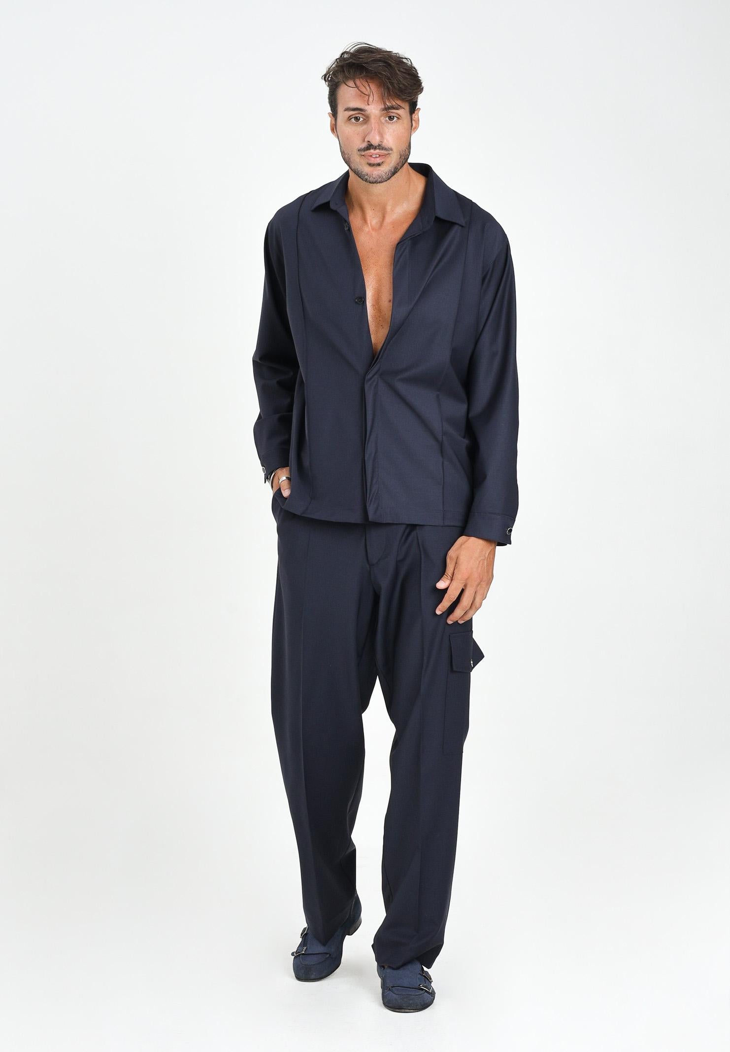 I'M BRIAN Pantalone cargo blu da uomo PA3508 005 I'M BRIAN