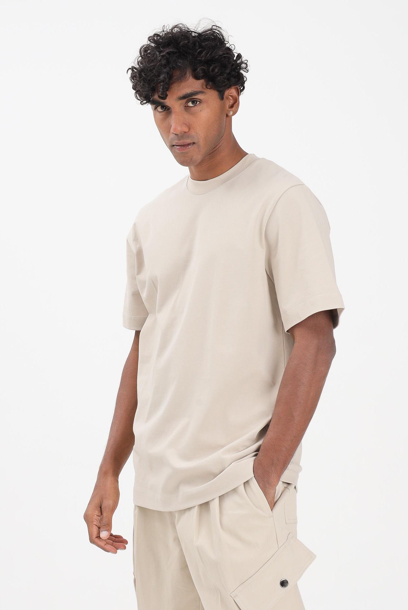 YES LONDON T-shirt a manica corta beige da uomo XM4228 BE YES LONDON