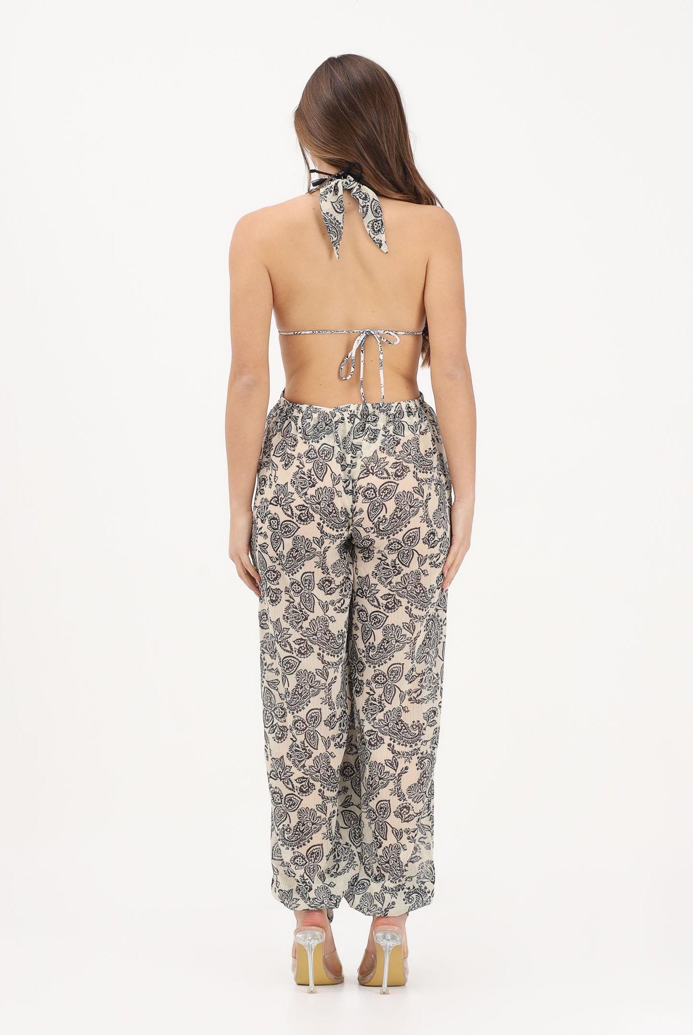 F**K Tuta lunga panna da donna con raffinata fantasia floreale FK26-SW0468X36 . F**K