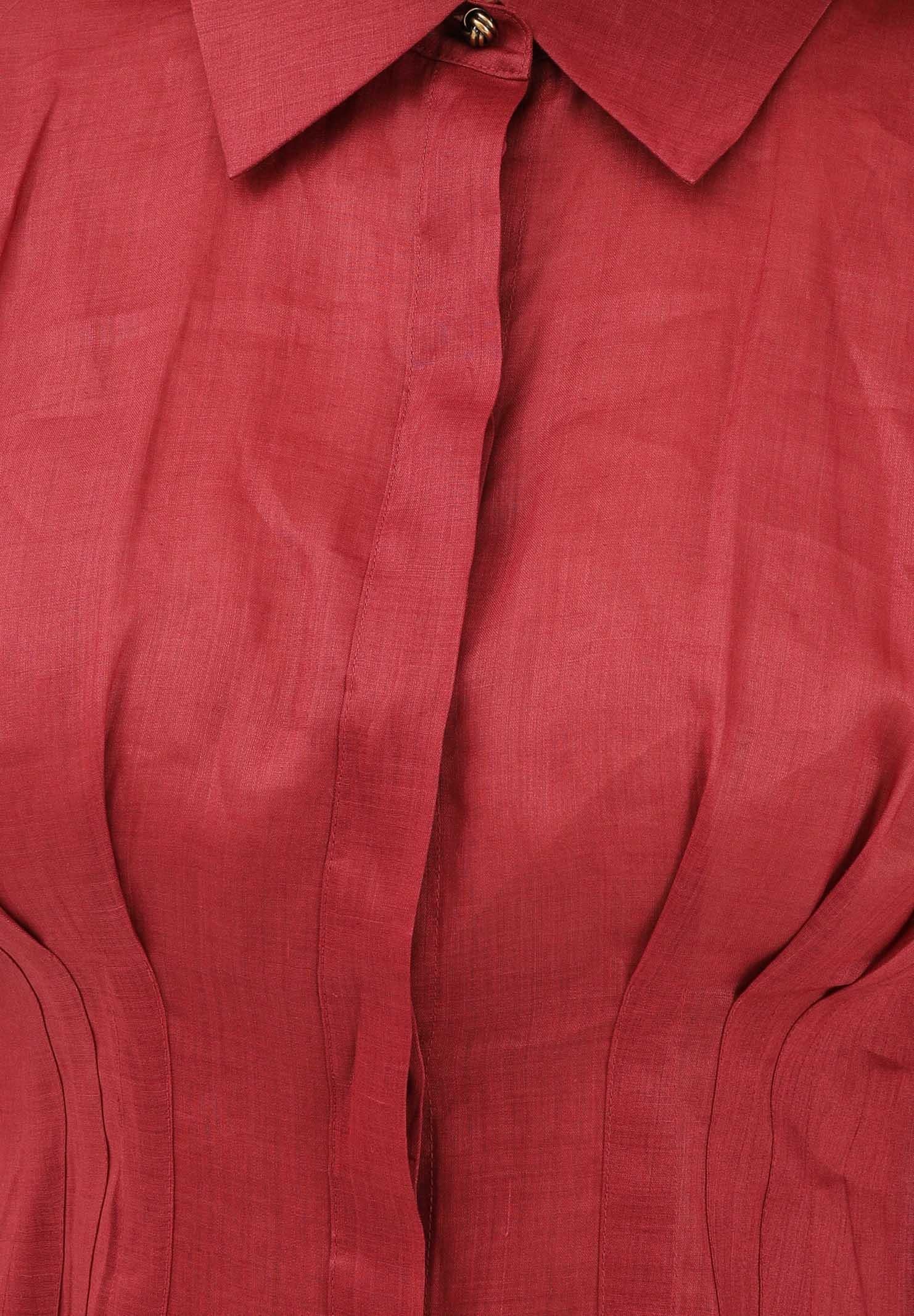 MAX MARA Camicia a manica lunga rossa da donna in tela di ramié 2616111042600 066 MAX MARA