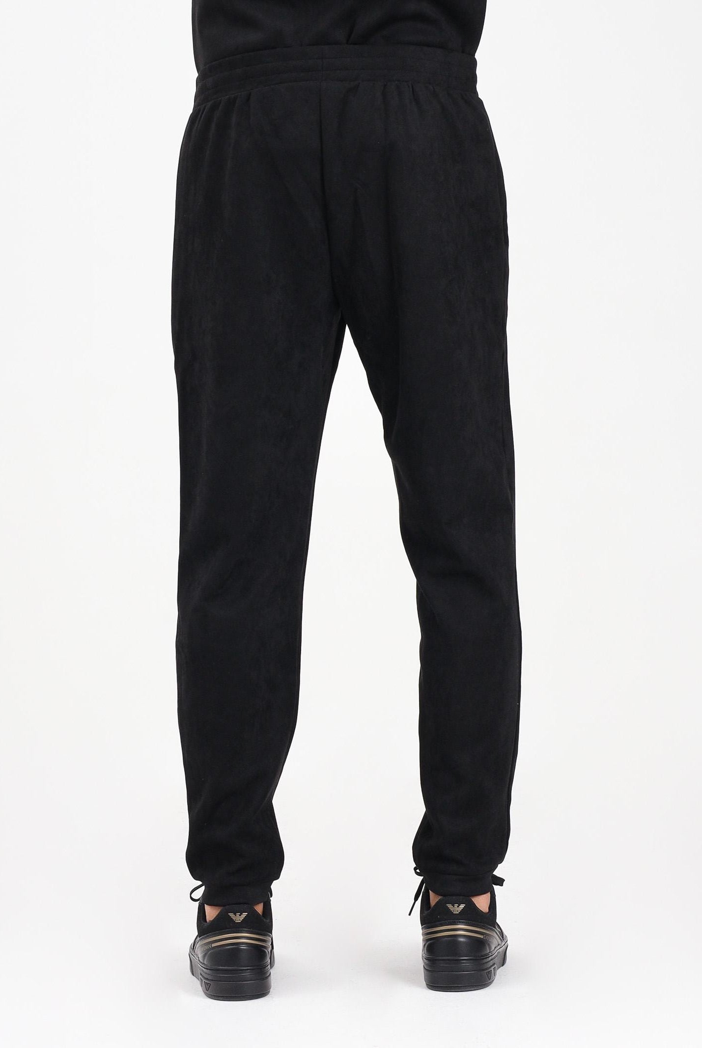 EA7 Pantalone sportivo nero da uomo in tessuto effetto scamosciato 7M000676AF16718 UC001 EA7