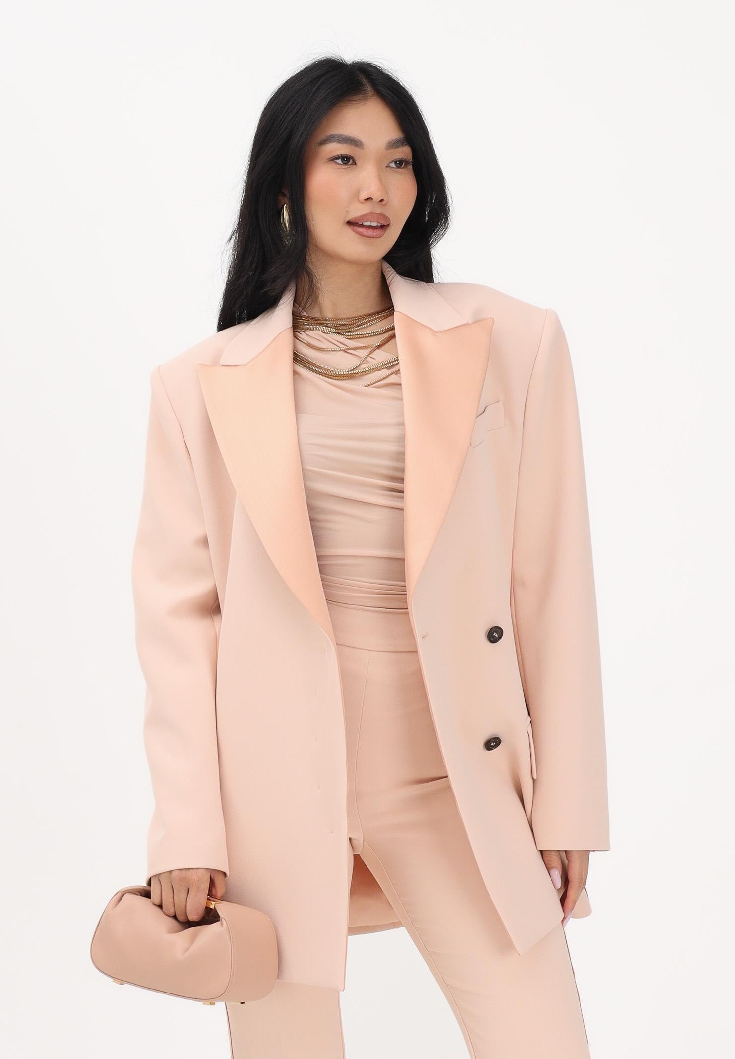 ELISABETTA FRANCHI Giacca doppiopetto nude da donna in crêpe leggero e raso GI24163E2 EA1 ELISABETTA FRANCHI