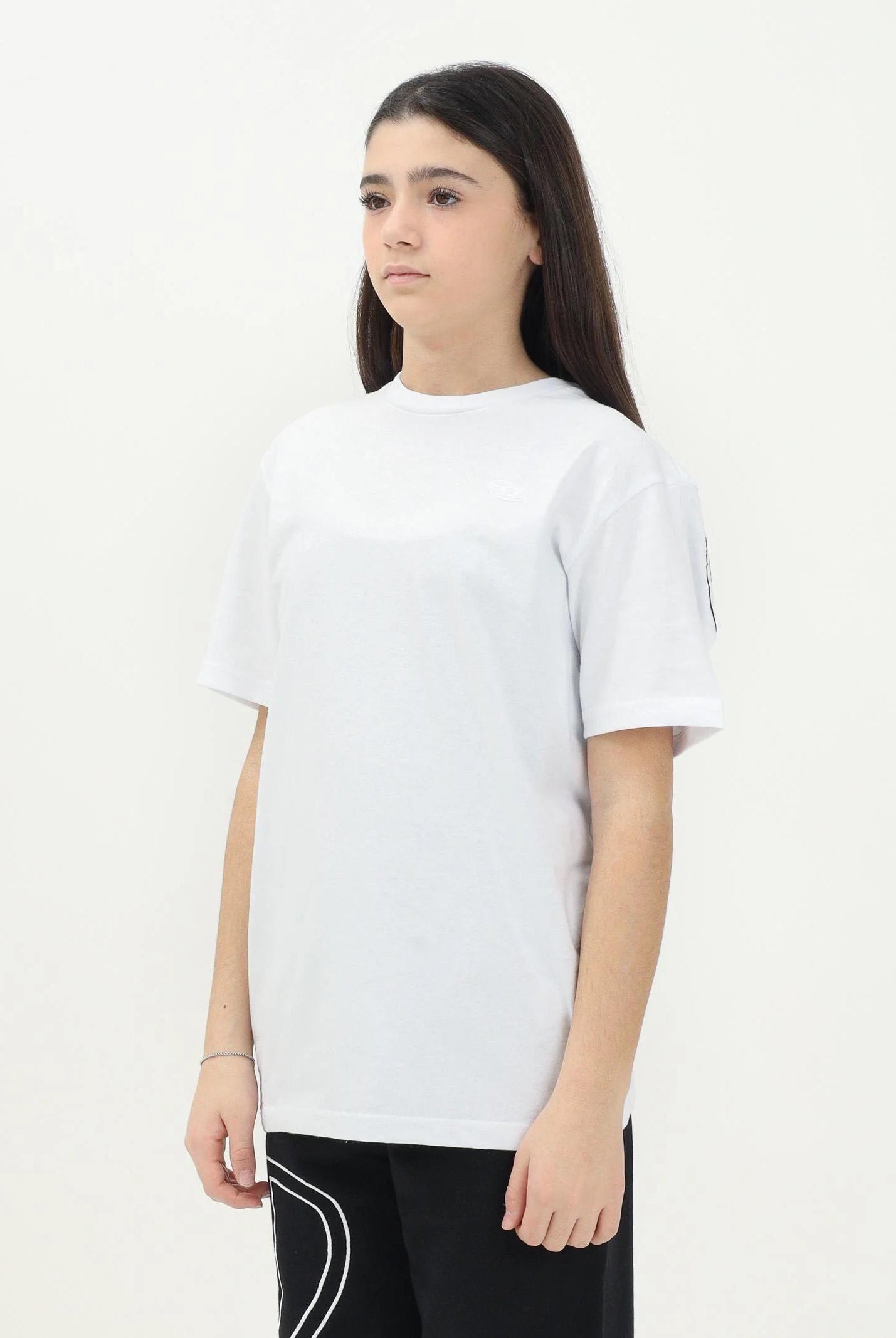 DIESEL T-shirt a manica corta bianca per donna, ragazzi e bambini con maxi logo Oval D J022760HGAM K100 DIESEL