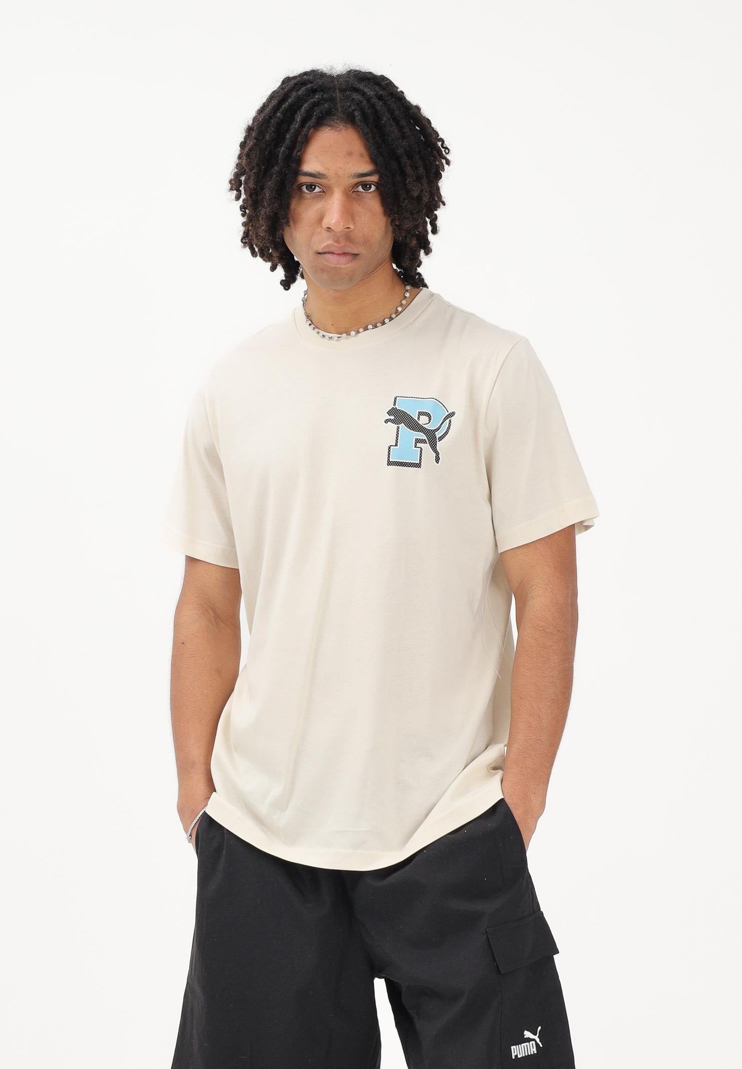 PUMA T-shirt a manica corta Graphic Varsity panna da uomo 691776 87 PUMA