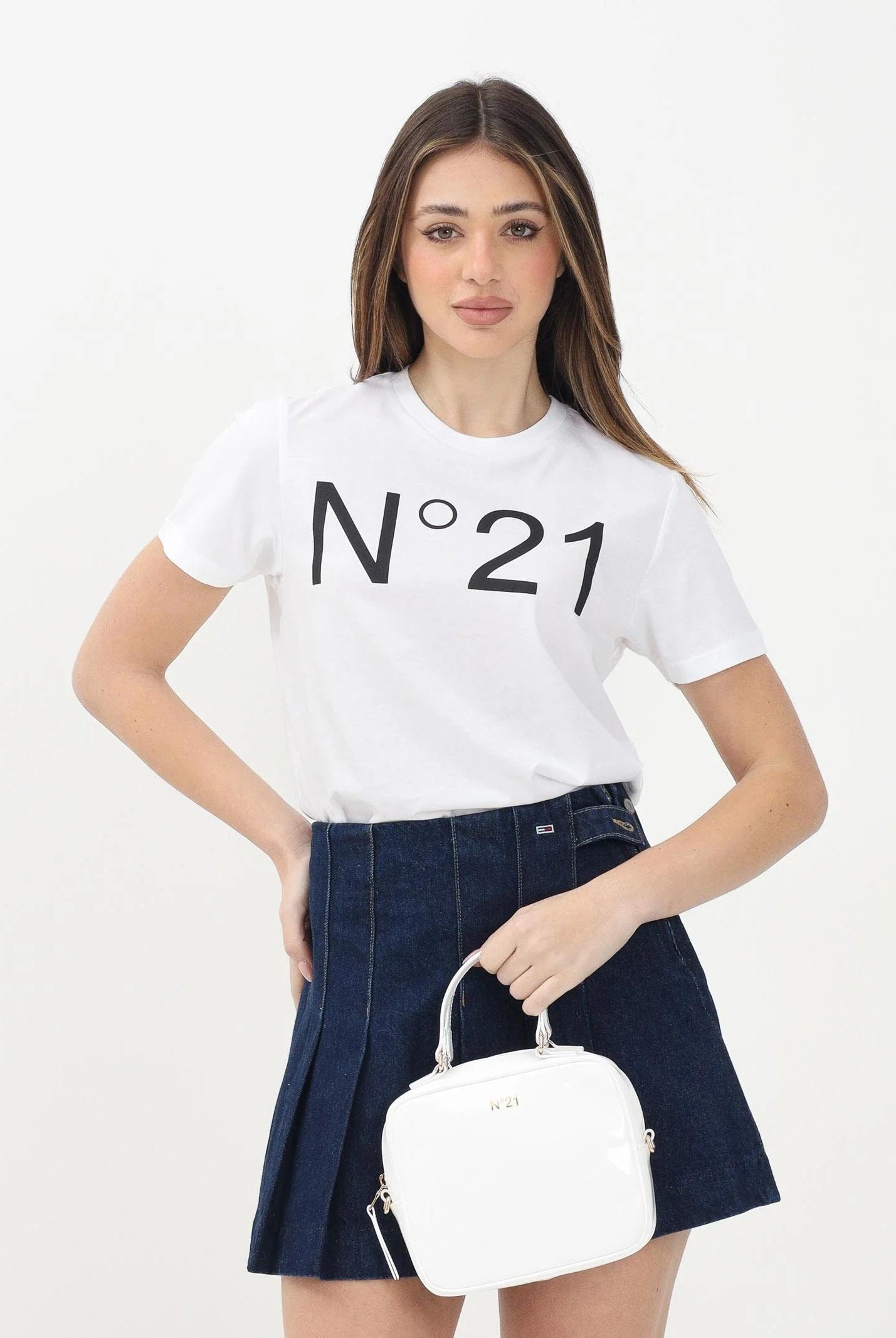 N21 T-shirt a manica corta bianca per donna, ragazzi e bambini con stampa logo N21173N0153 0N100 N21