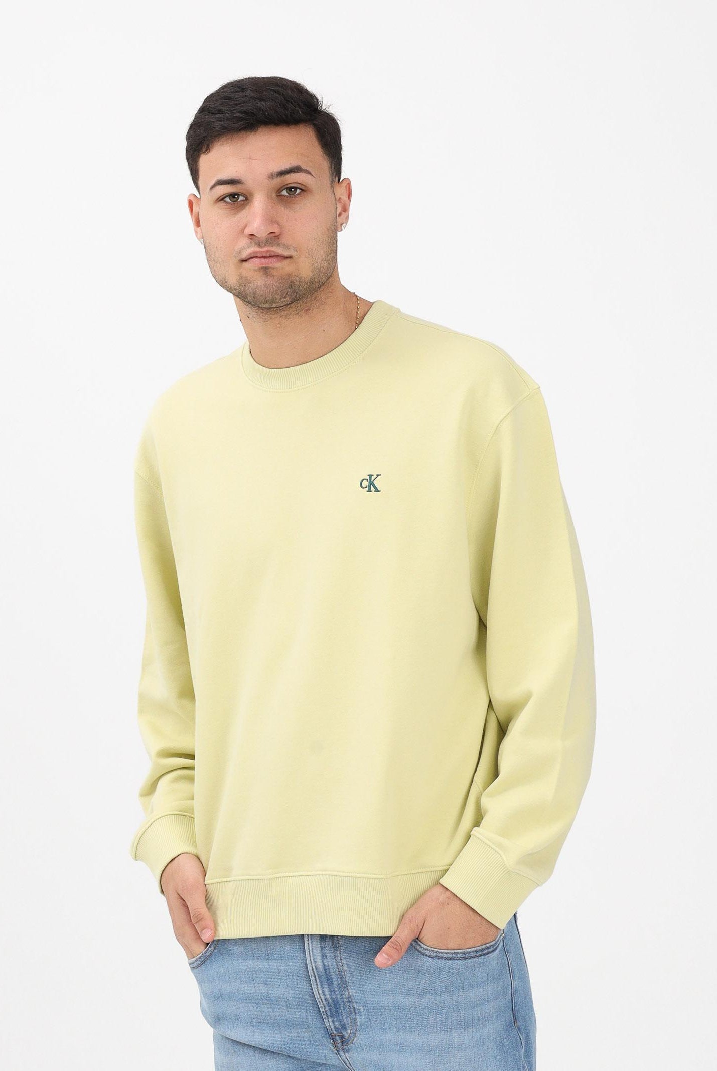CALVIN KLEIN JEANS Felpa girocollo lime da uomo LV04RC296G2EZ . CALVIN KLEIN JEANS