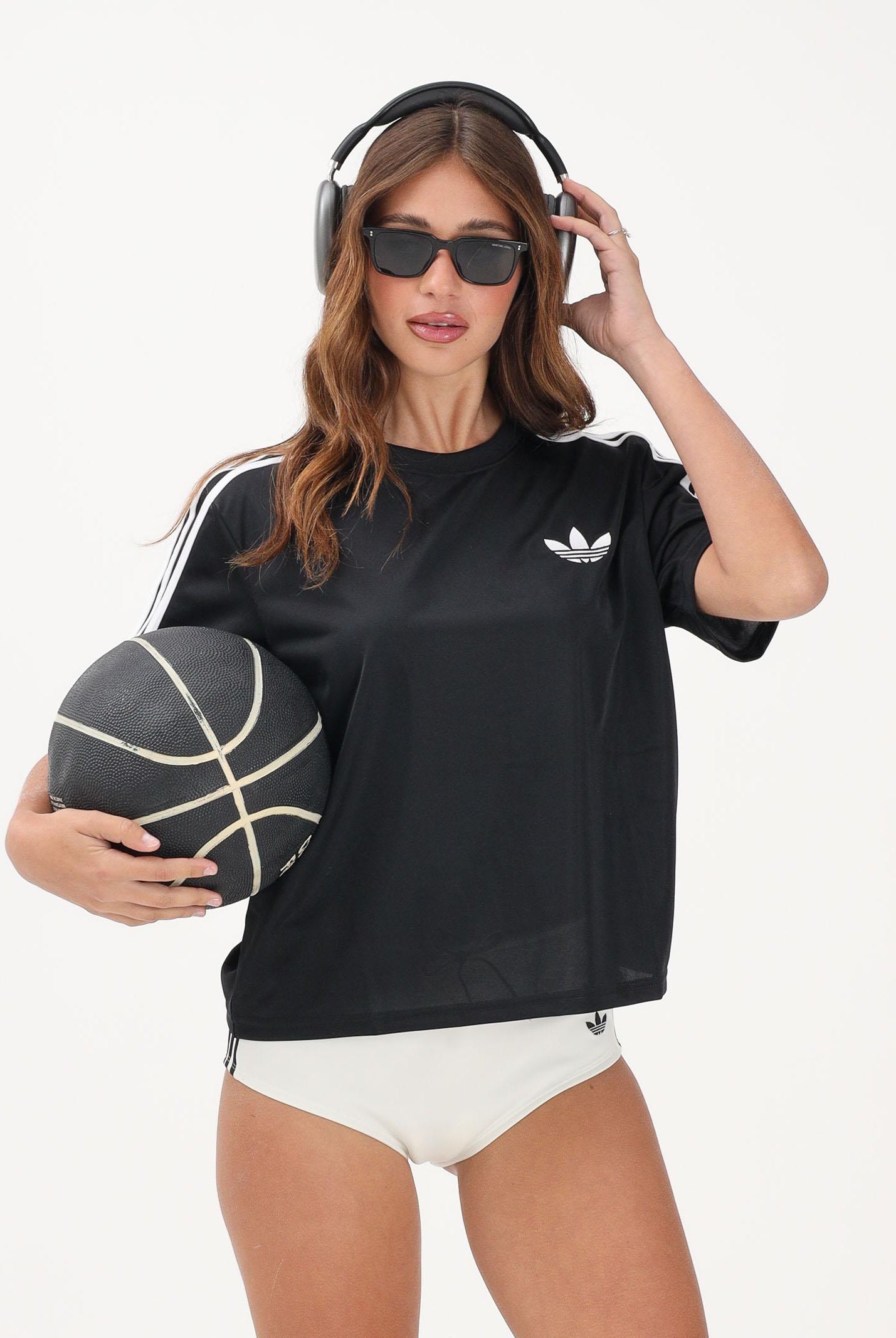 ADIDAS ORIGINALS T-shirt a manica corta FIREBIRD nera da donna KD5574 . ADIDAS ORIGINALS