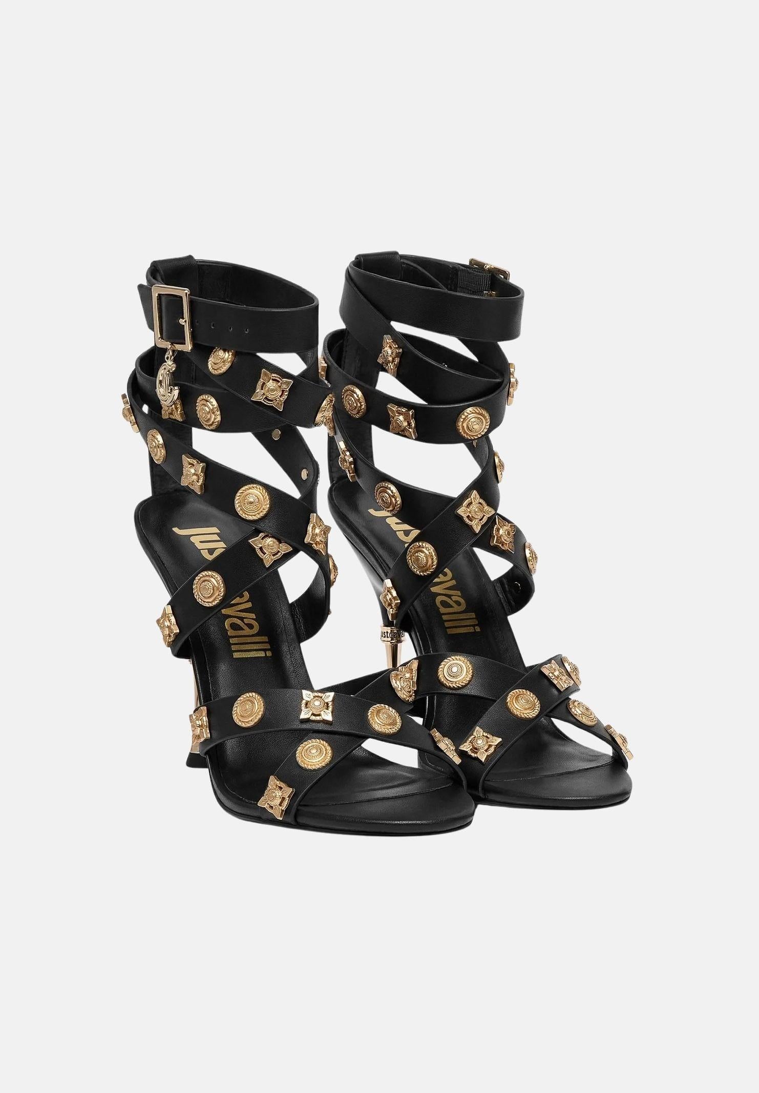 JUST CAVALLI Sandali con tacco neri da donna 80RA3S40ZSE55 899 JUST CAVALLI