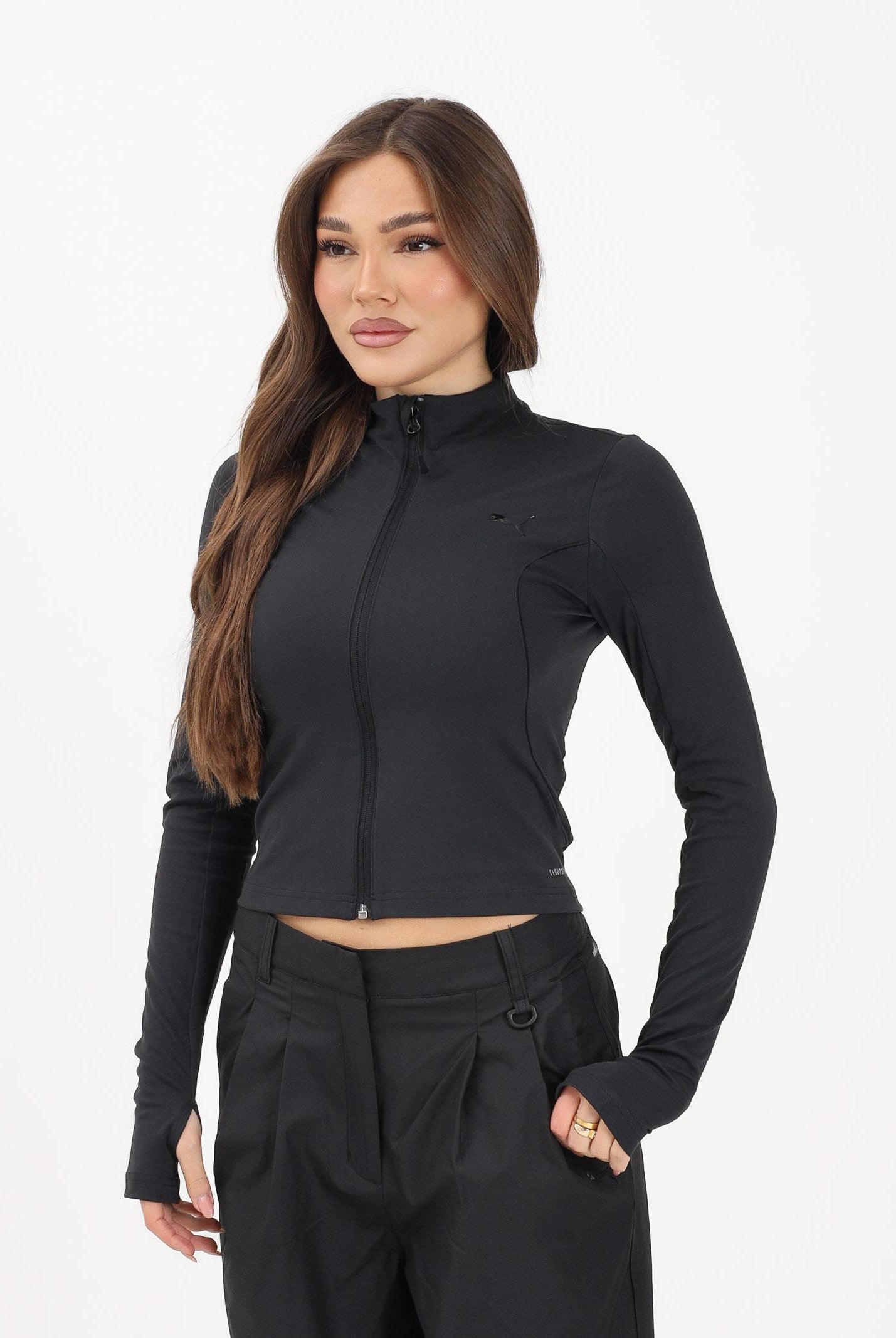 PUMA Felpa con zip PUMATECH SENSE nera da donna 634573 01 PUMA