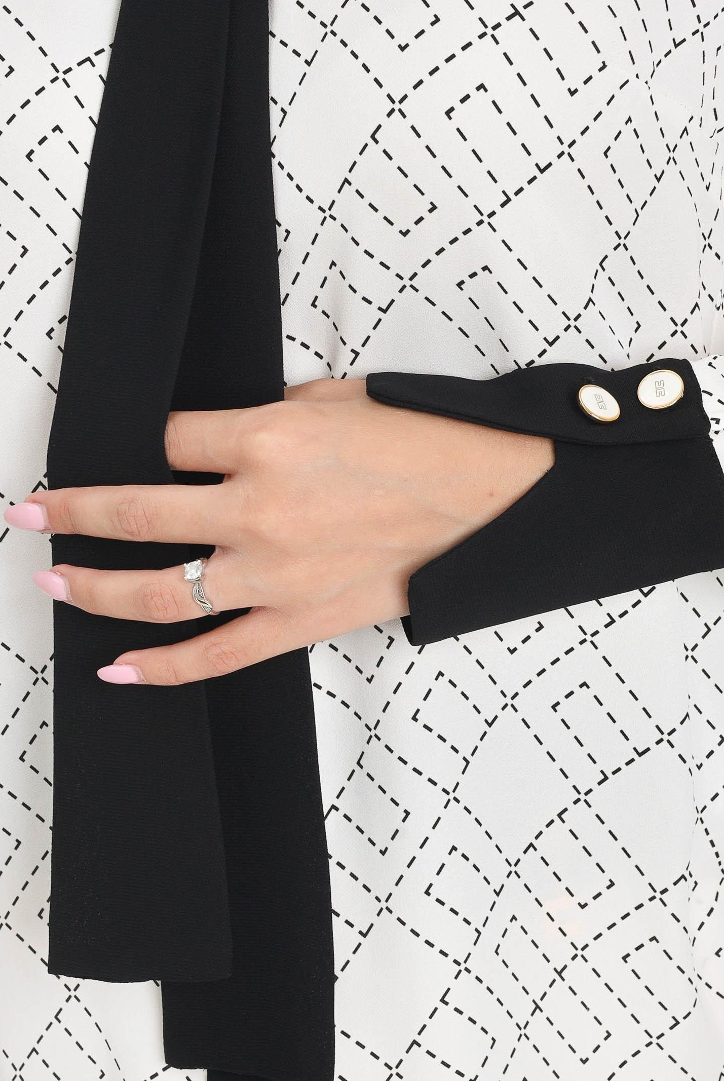 ELISABETTA FRANCHI Camicia a manica lunga panna e nera da donna con stampa CA10456E2 EF1 ELISABETTA FRANCHI