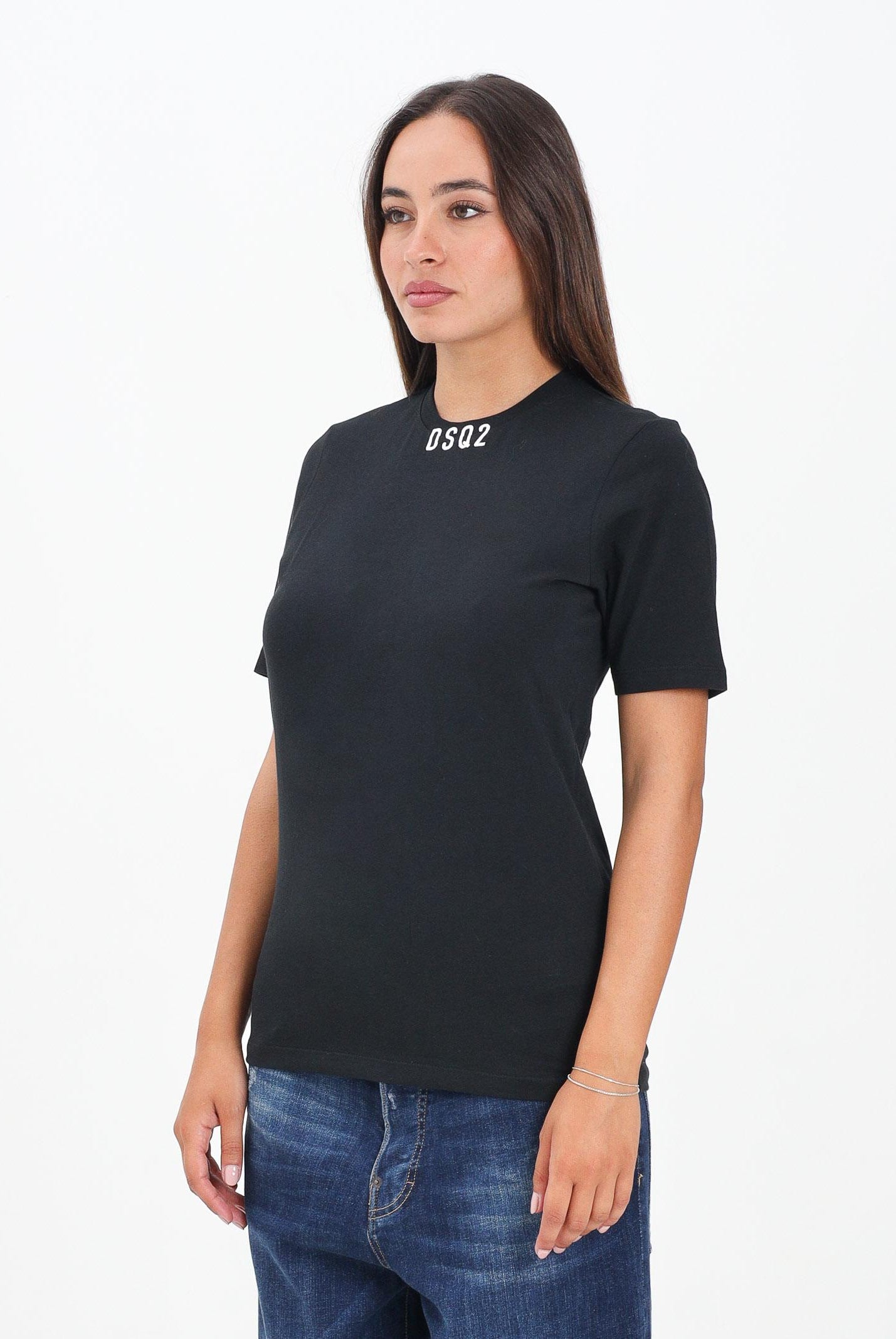 DSQUARED2 T-shirt a manica corta nera per donna, ragazzi e bambini con logo DSQ2 DQ2997D008N DQ900 DSQUARED2