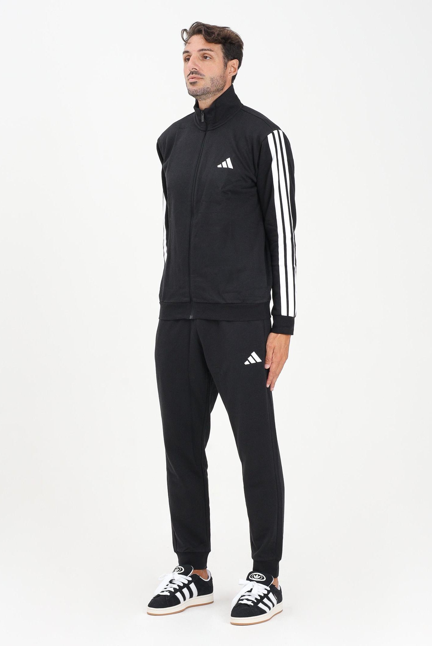 ADIDAS PERFORMANCE Tuta Sportswear Basic 3-Stripes Fleece nera da uomo JI8878  ADIDAS PERFORMANCE