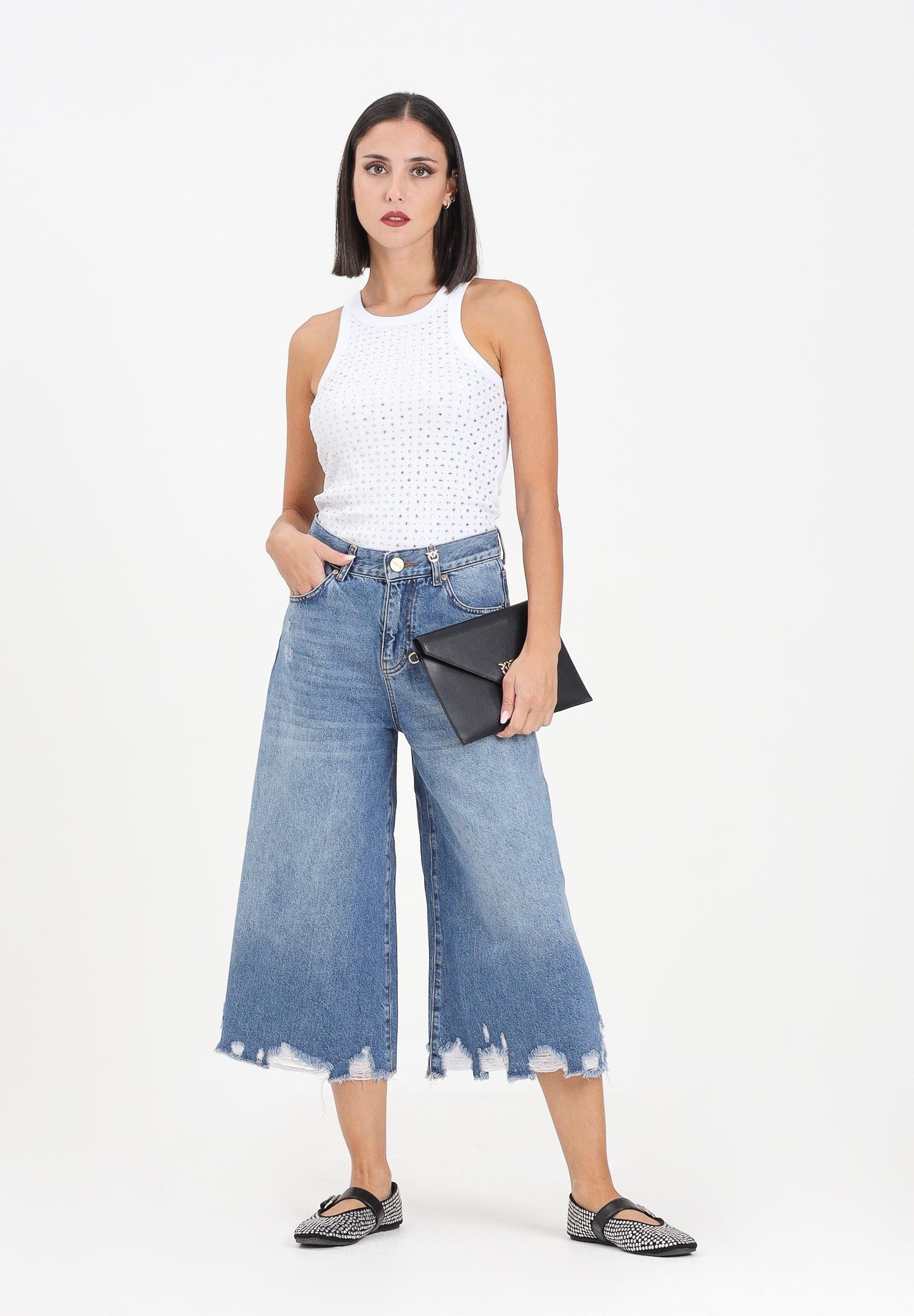 PINKO Bermuda in denim da donna con orlo distressed 104646A2RU PJV PINKO