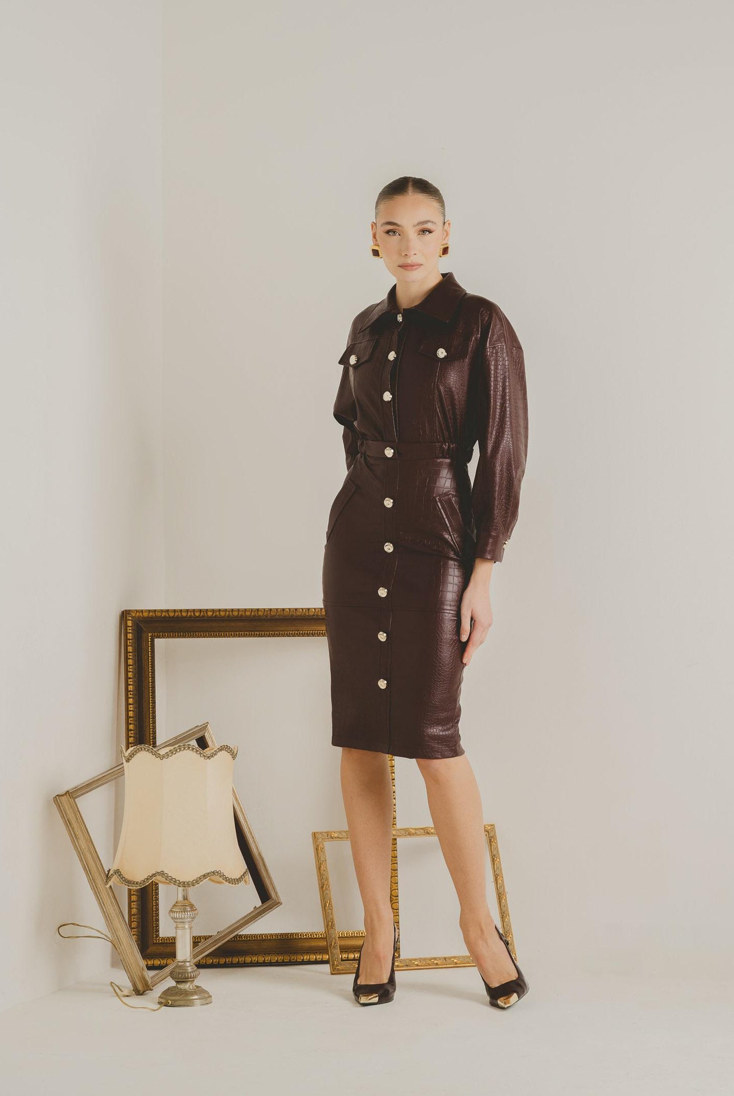 SANTAS Abito midi MYSTÈRE bordeaux da donna PV2618 BO SANTAS