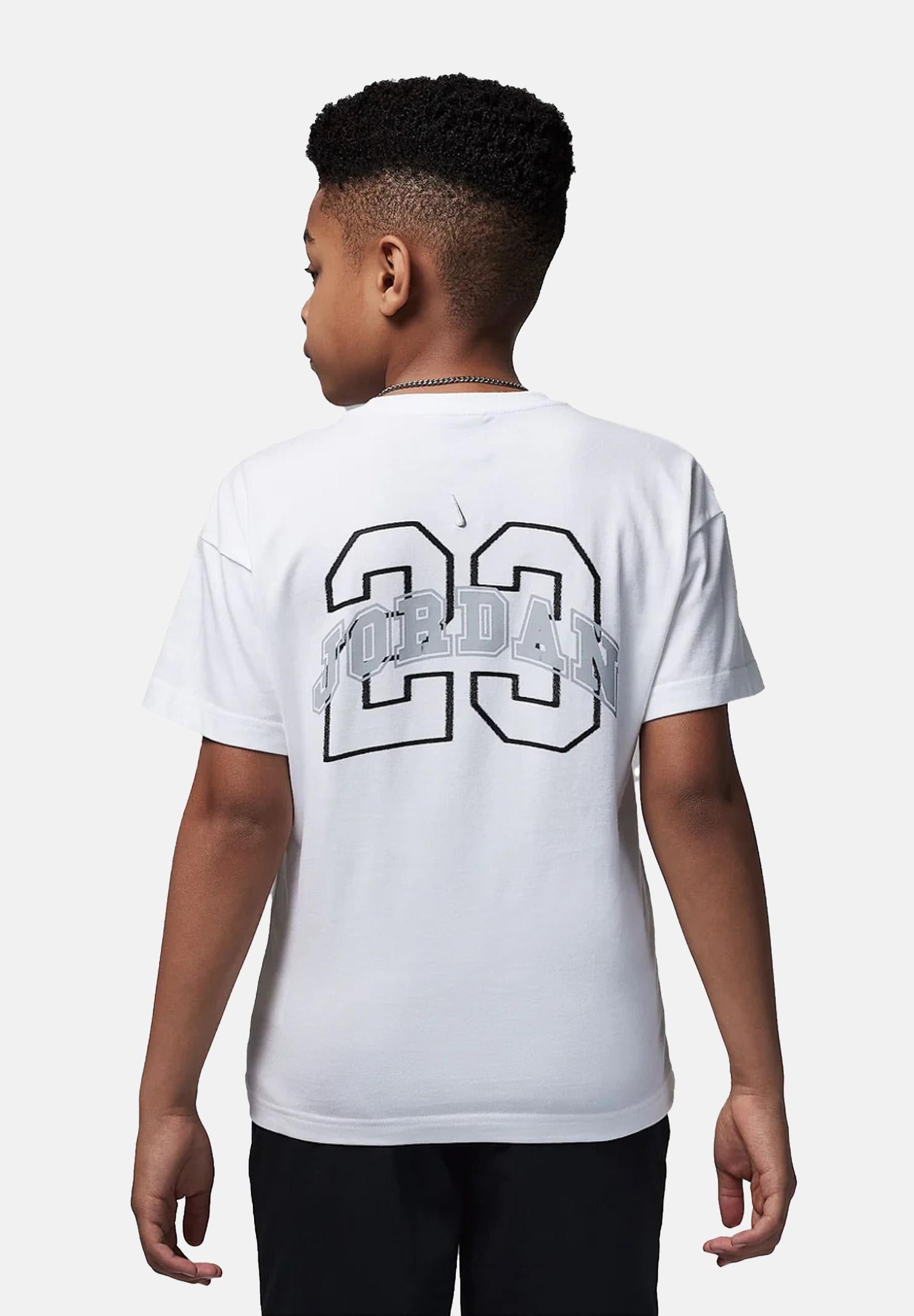 JORDAN T-shirt a manica corta MVP Back Graphic Swoosh bianca da bambino 95F053 001 JORDAN
