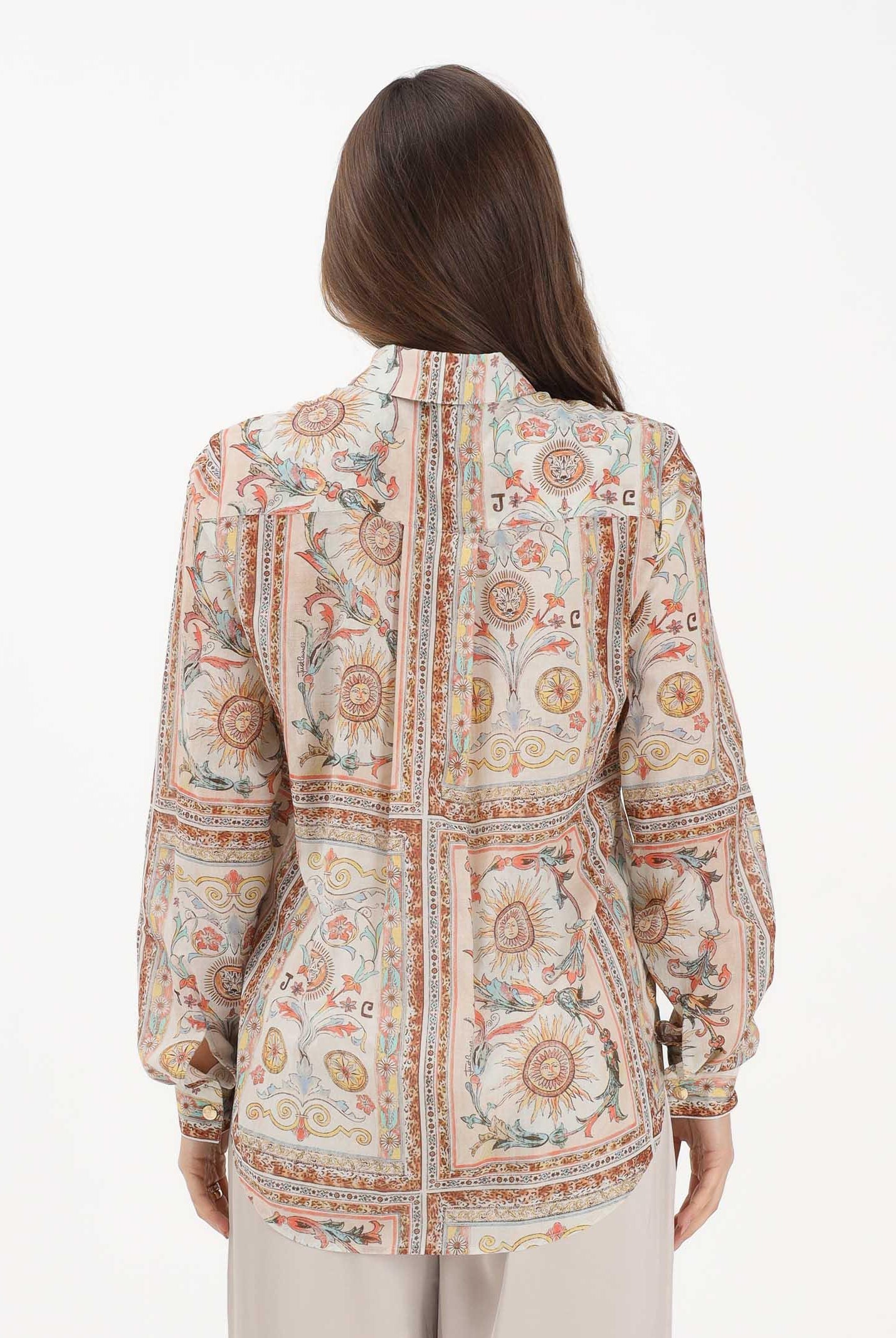 JUST CAVALLI Camicia a manica lunga panna da donna con fantasia 80PAL222NS776 774 JUST CAVALLI