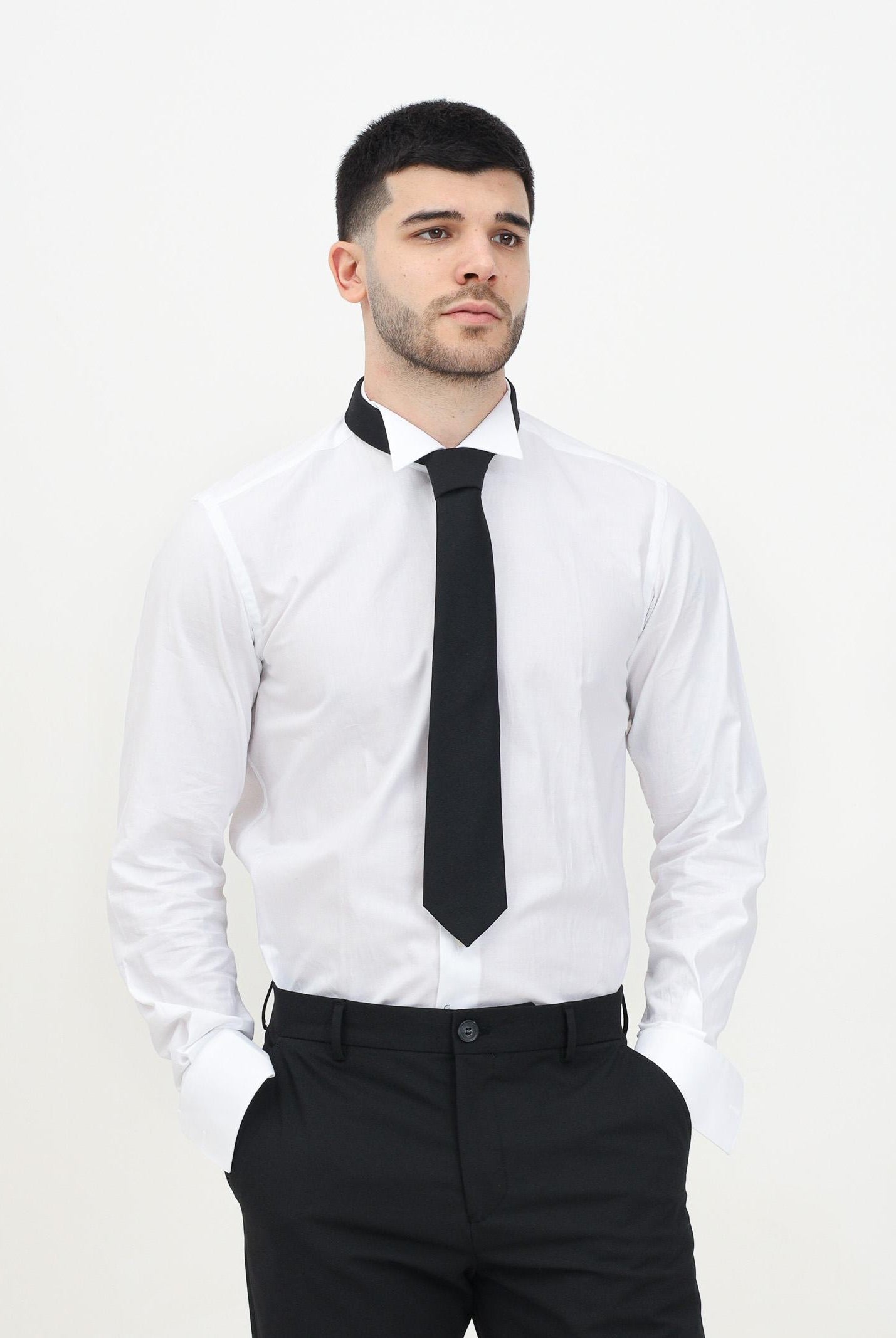 I'M BRIAN Camicia manica lunga bianca da uomo adatta per gemelli CA2939 BIANCO I'M BRIAN