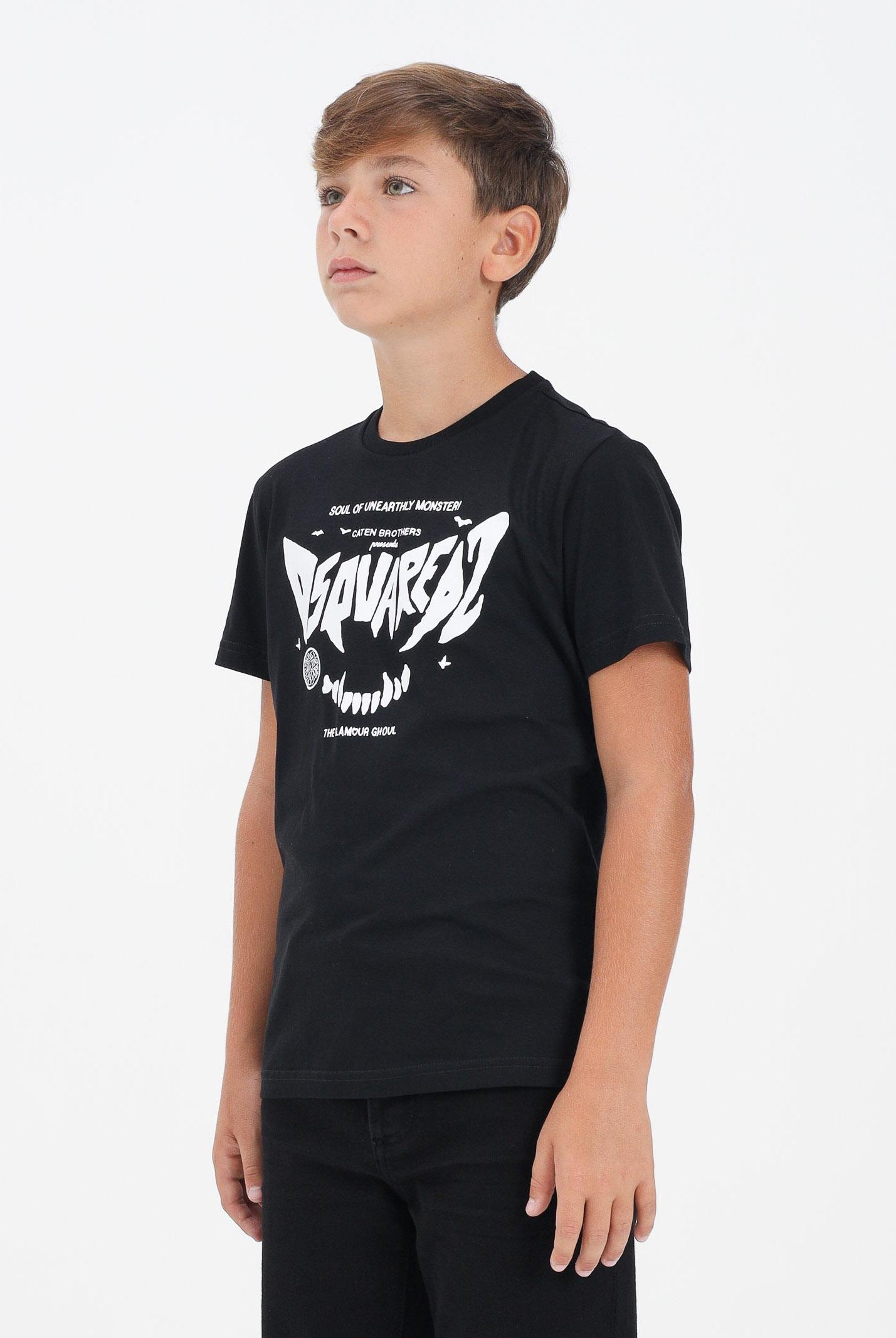 DSQUARED2 T-shirt a manica corta nera per donna, ragazzi e bambini con stampa horror DQ2981D004G DQ900 DSQUARED2