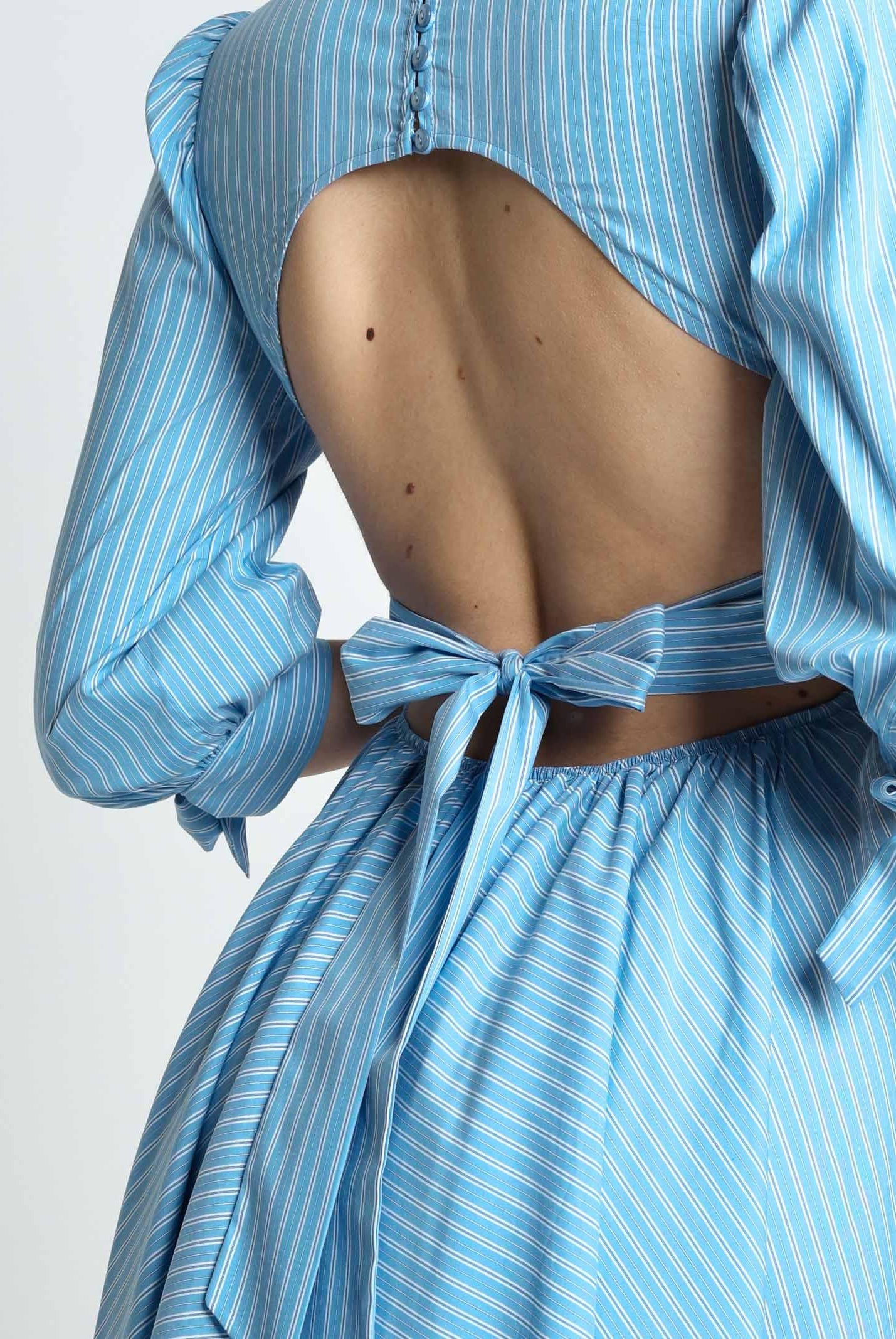 SANTAS Abito midi TIRAMISU' celeste da donna con stampa a righe PV25023 CELESTE SANTAS