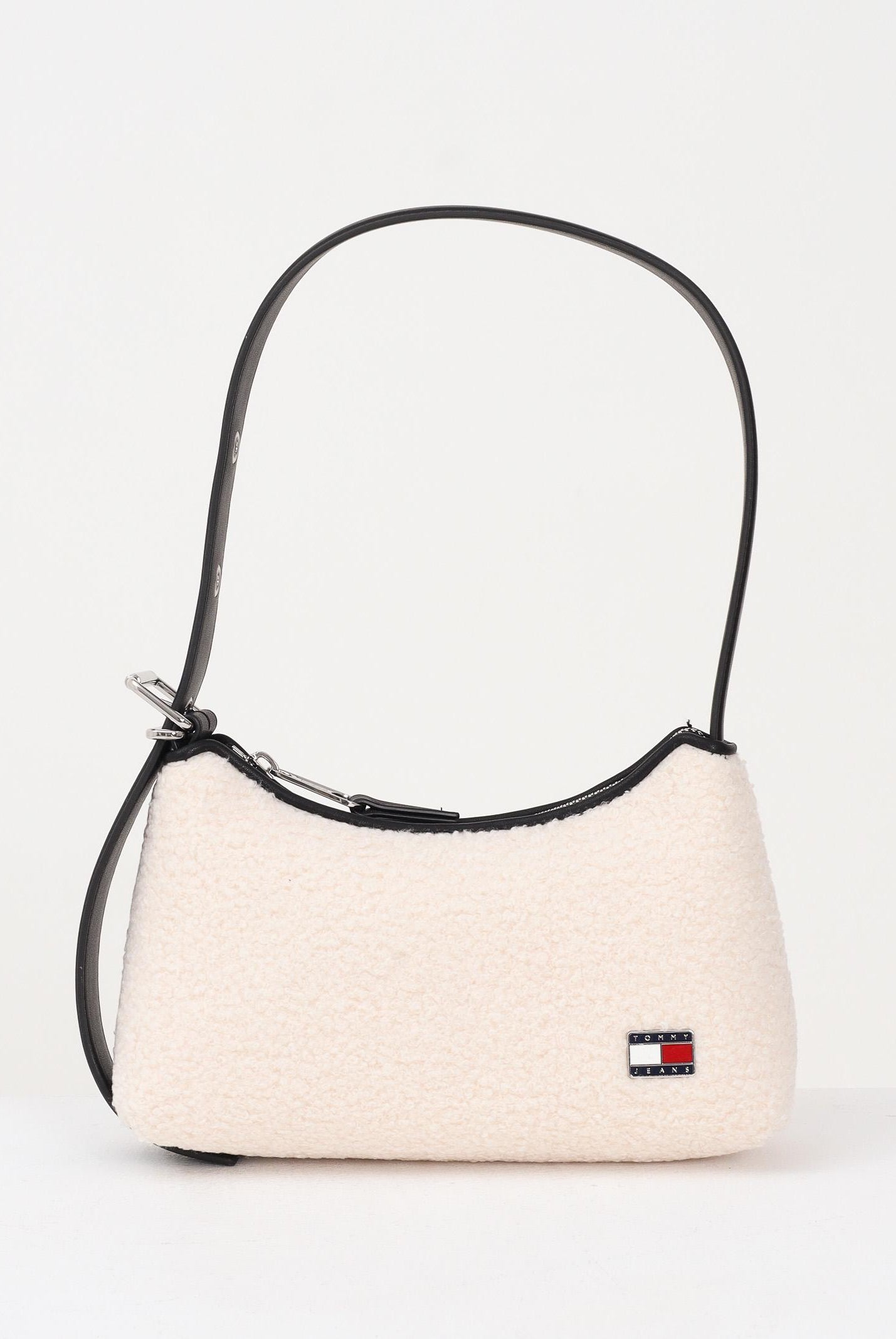 TOMMY JEANS Borsa a spalla panna da donna in tessuto effetto shearling AW0AW18011 YBH TOMMY JEANS