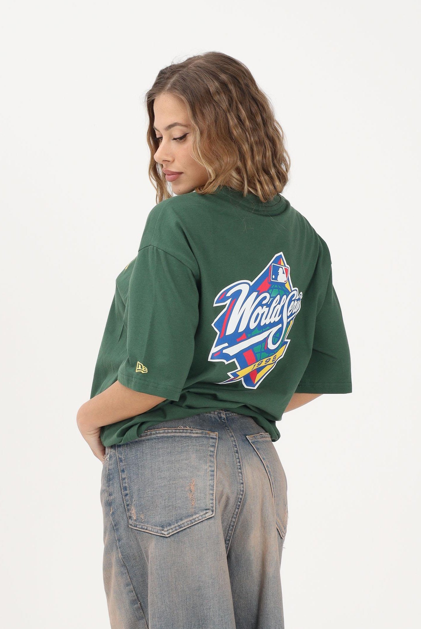 NEW ERA T-shirt a manica corta New York Yankees MLB World Series verde per uomo e donna 60771584 . NEW ERA