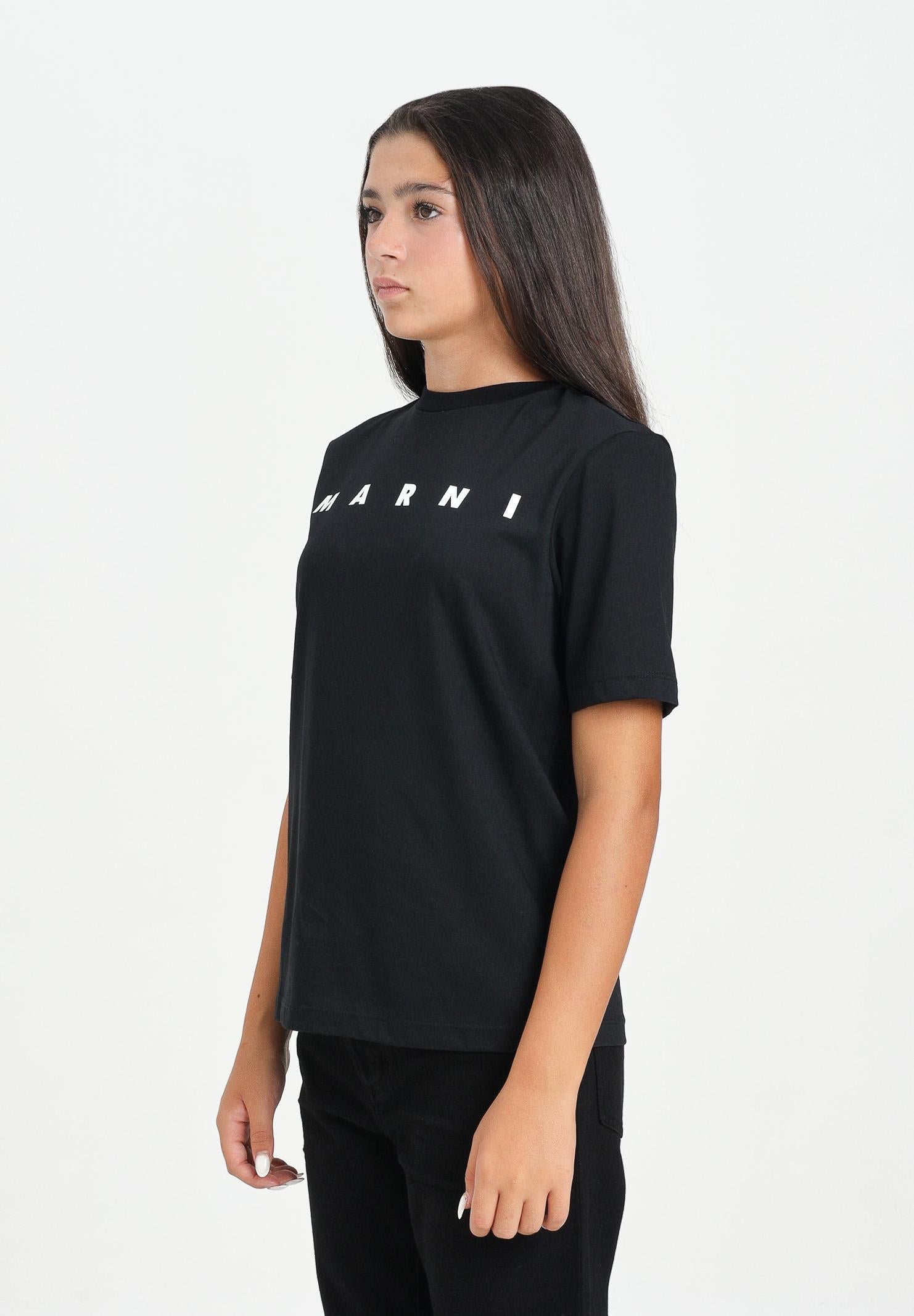 MARNI T-shirt a manica corta nera per donna, ragazzi e bambini con stampa logo M01601M00RF 0M900 MARNI