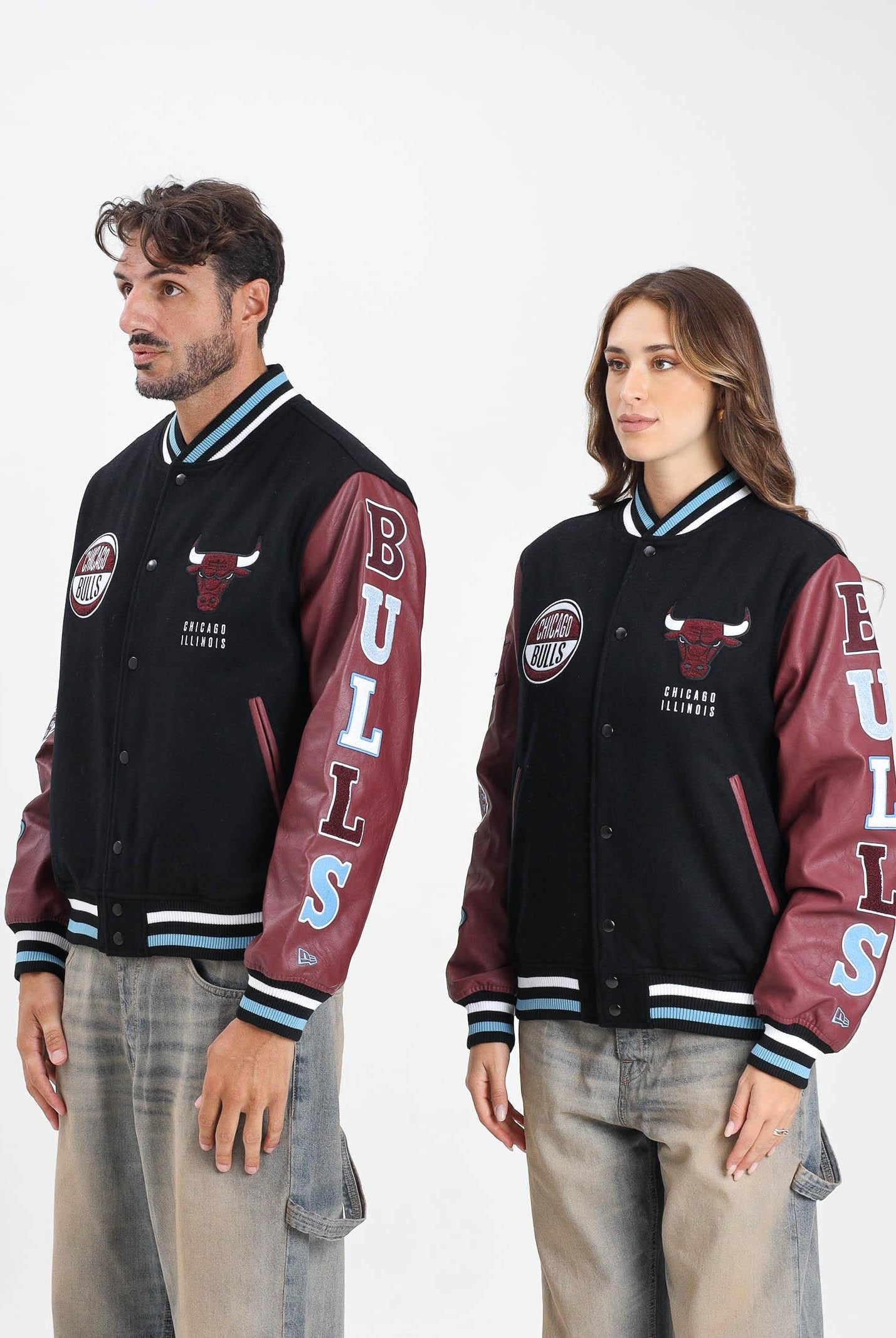 NEW ERA Bomber Varsity Chicago Bulls NBA Patch nero e bordeaux per uomo e donna 60684336 . NEW ERA