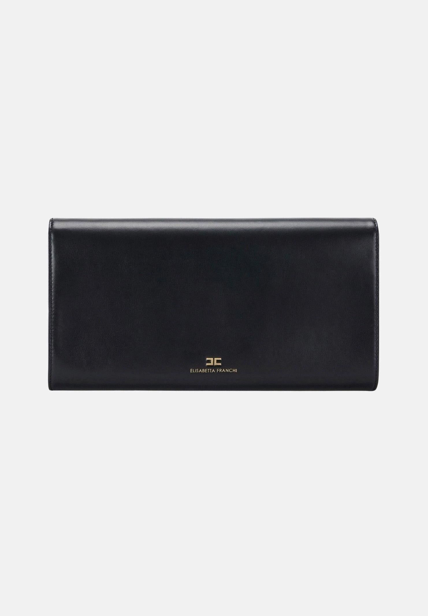 ELISABETTA FRANCHI Pochette nera da donna realizzata in vera pelle BS99A61E2 110 ELISABETTA FRANCHI