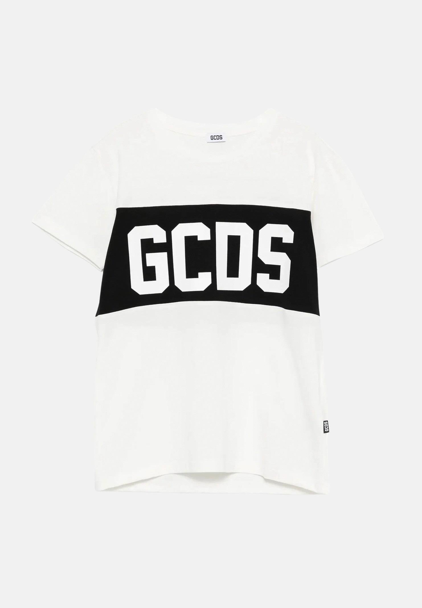 GCDS T-shirt a manica corta bianca per bambino e bambina con stampa logo GCDS B2KU2329JF1 15 GCDS