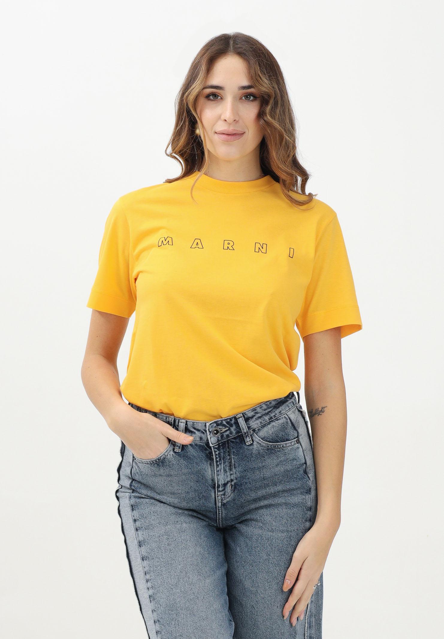 MARNI T-shirt a manica corta gialla per donna, ragazzi e bambine con logo Marni Outline M01466M00RF 0M219 MARNI