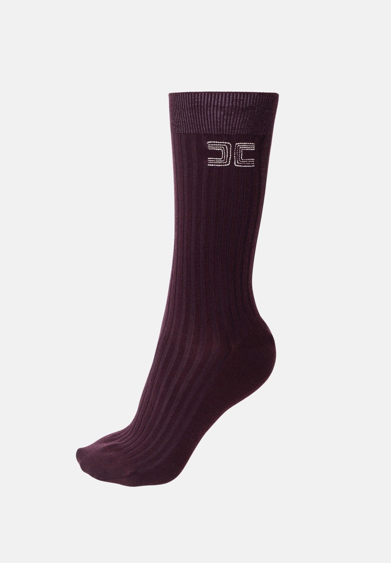 ELISABETTA FRANCHI Calzini bordeaux da donna con logo ricamato CZ01A56E2 EH8 ELISABETTA FRANCHI