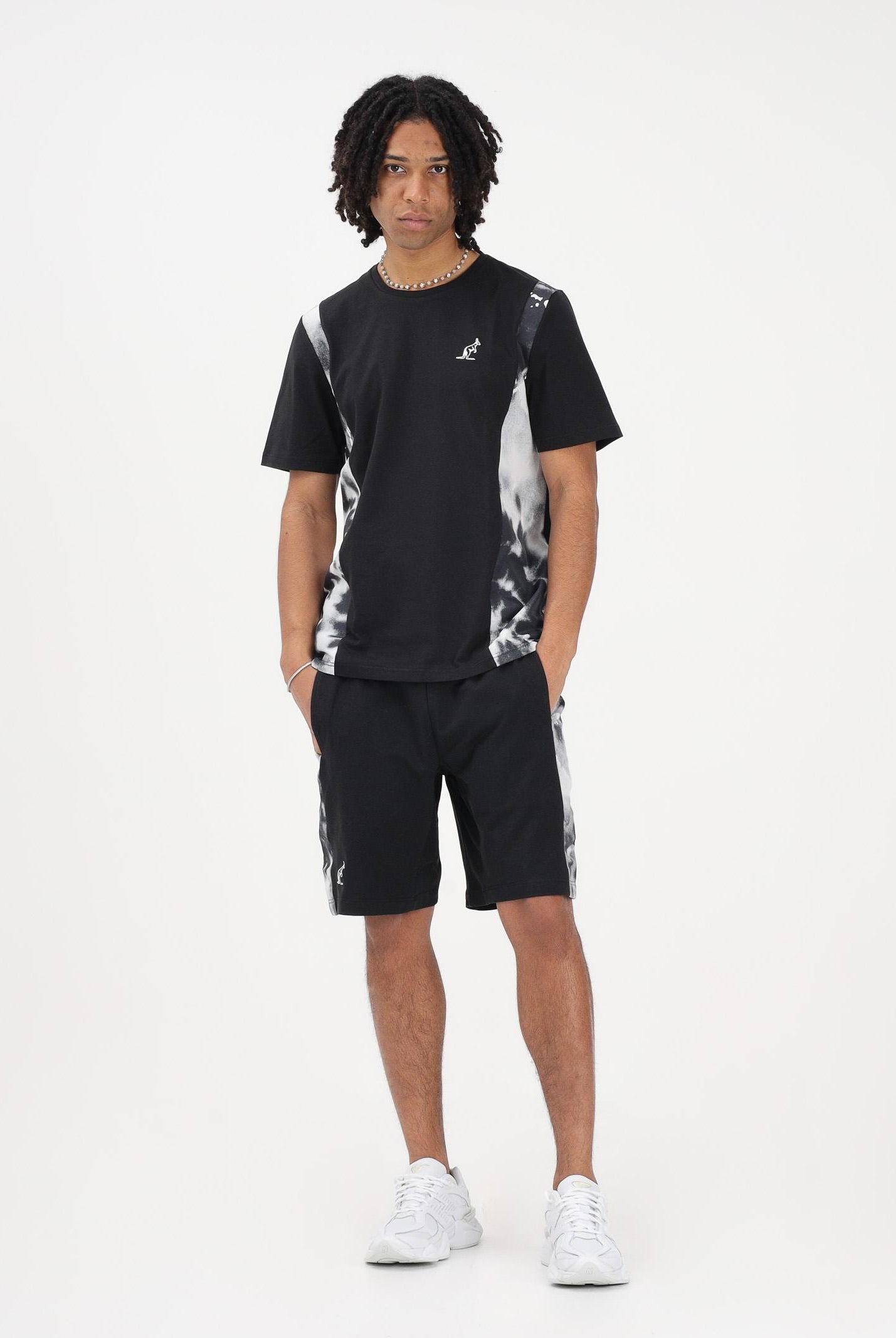 AUSTRALIAN T-shirt a manica corta nera da uomo con inserti laterali con stampa effetto tie-dye SPUTS0021836 003 AUSTRALIAN
