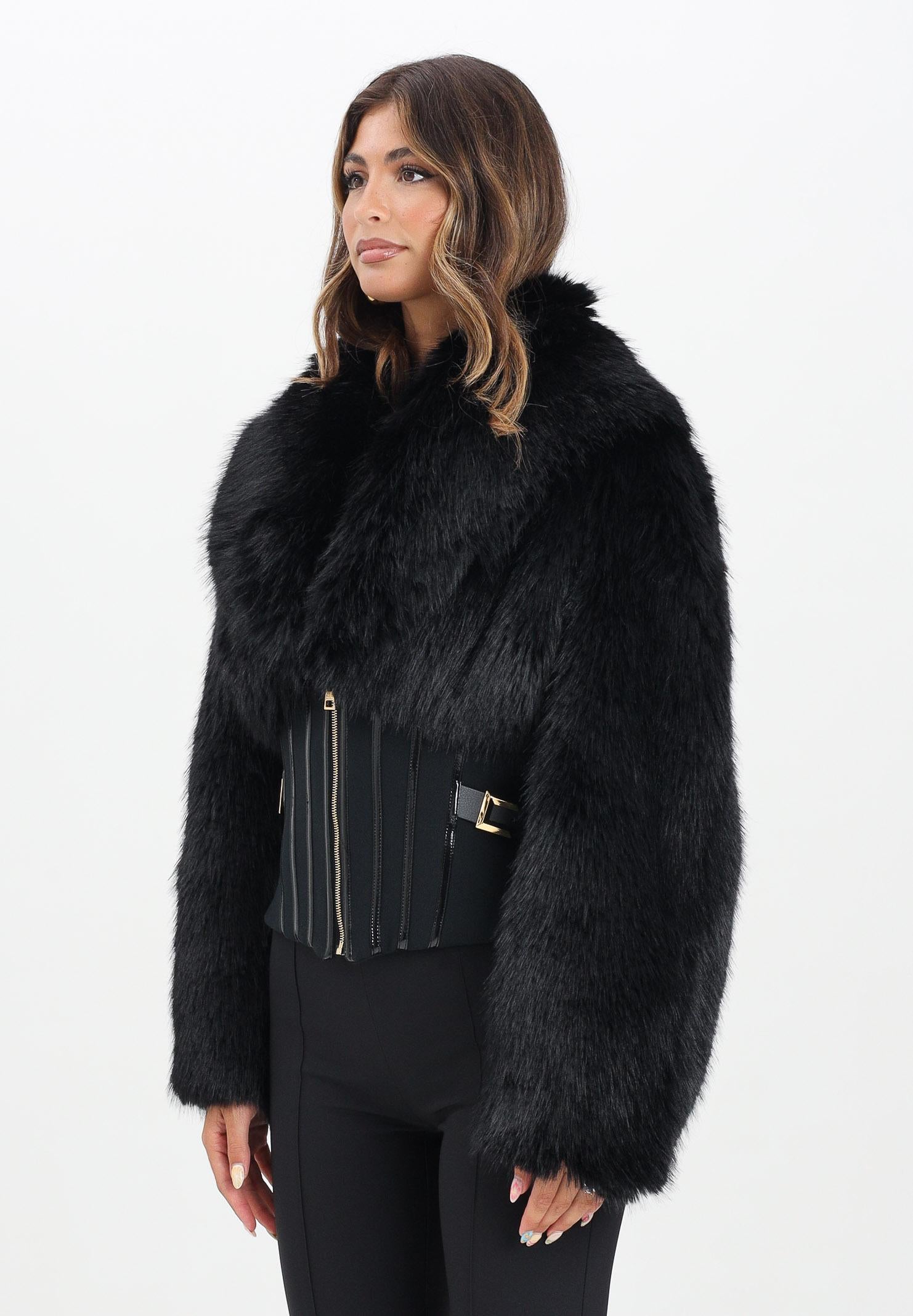 ELISABETTA FRANCHI Pelliccia nera da donna con bustier GB05A57E2 110 ELISABETTA FRANCHI