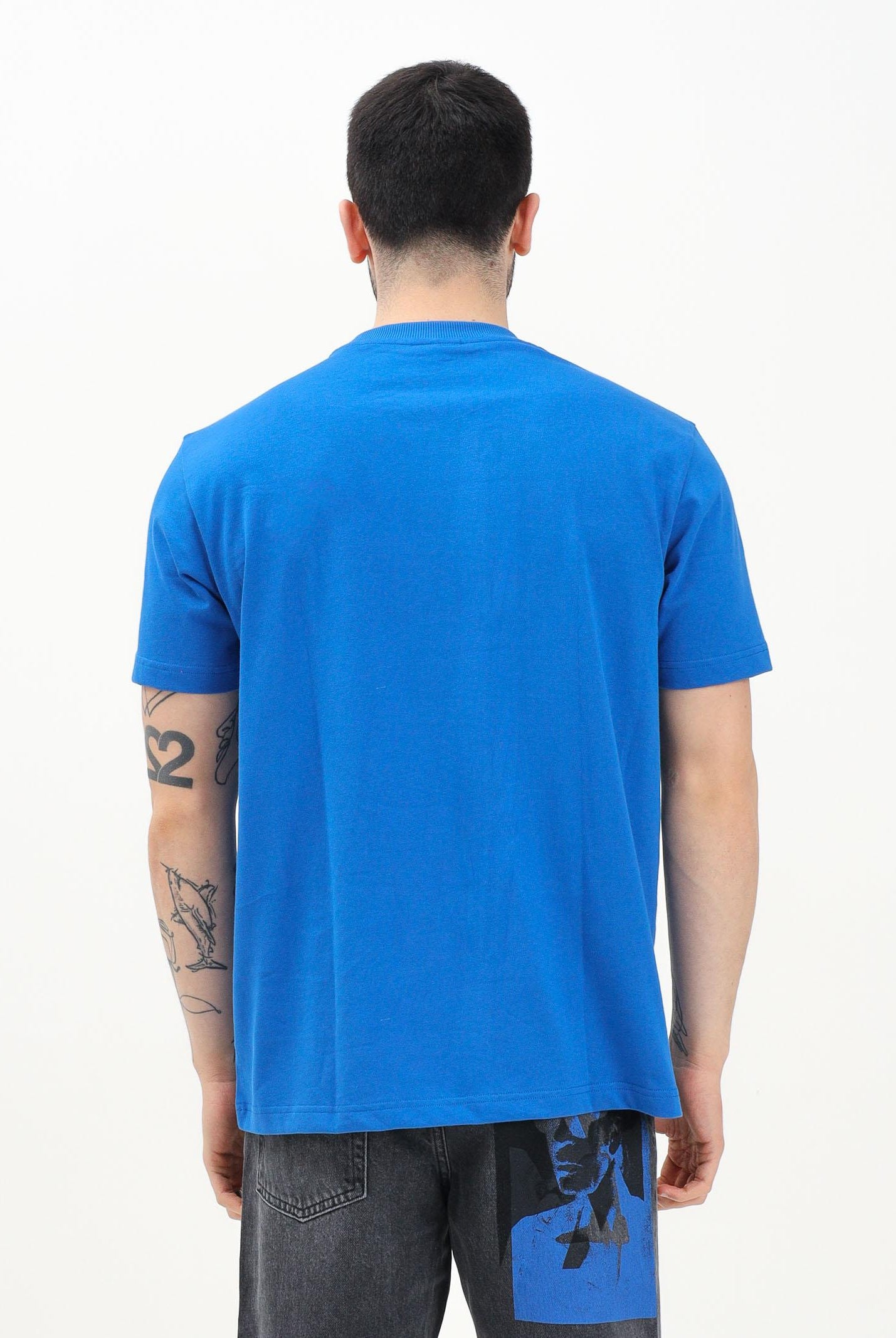 KARL LAGERFELD T-shirt a manica corta blu da uomo con stampa logo KLA1M17001 1AA KARL LAGERFELD