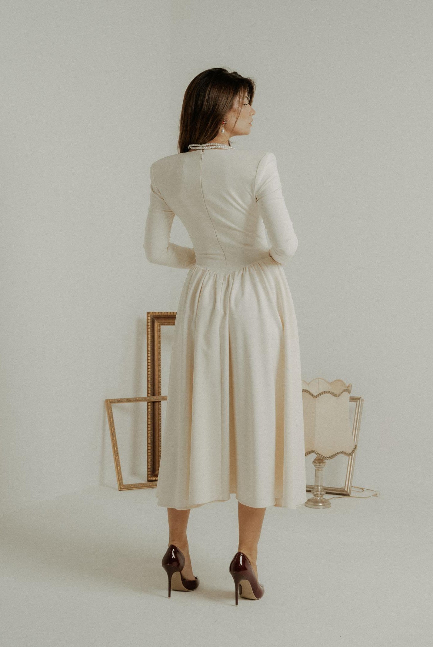 SANTAS Abito midi DOUCEUR avorio da donna PV2603 PA SANTAS