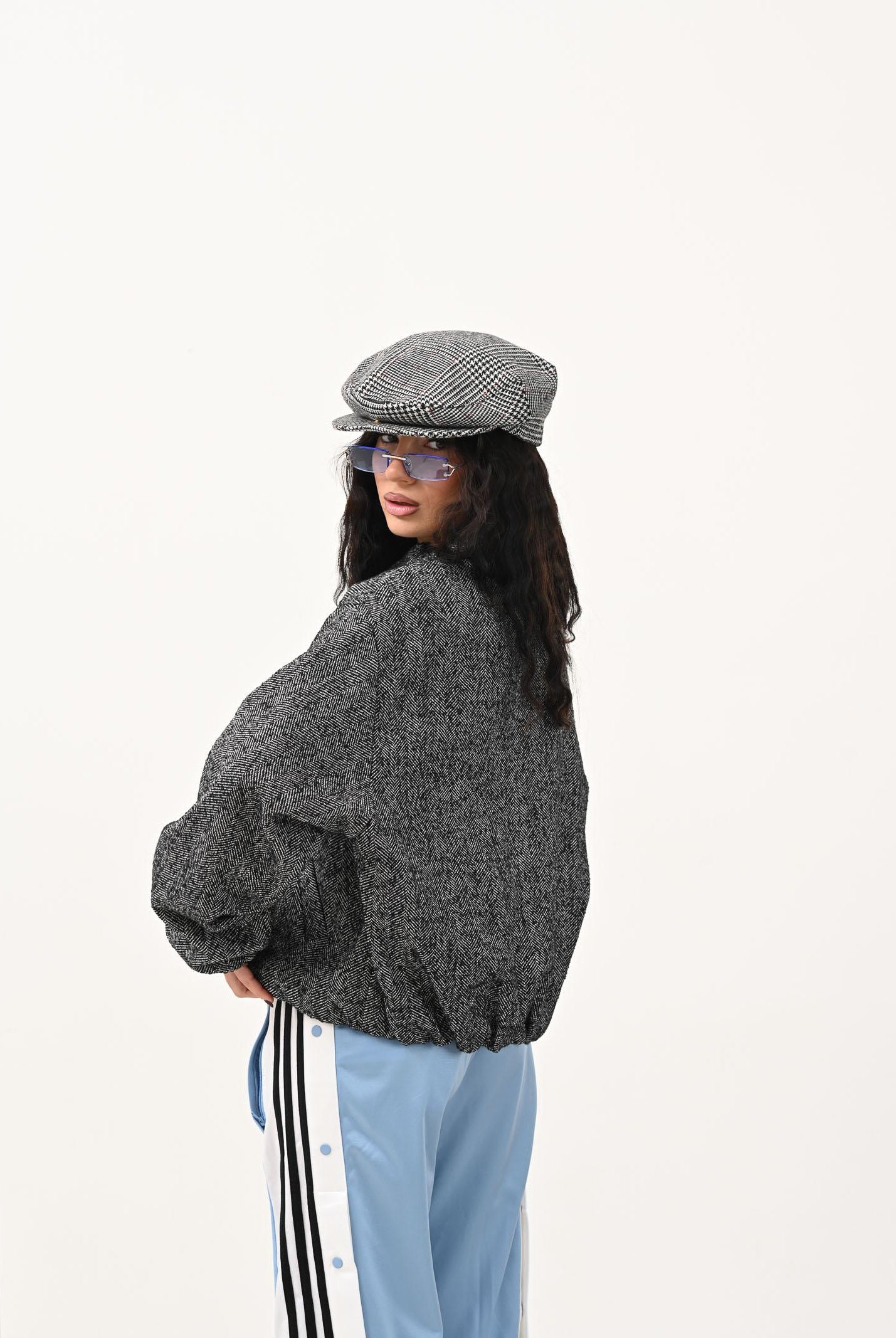 ONLY Cappottino bianco e nero da donna con fantasia spigata 15349212 Black ONLY