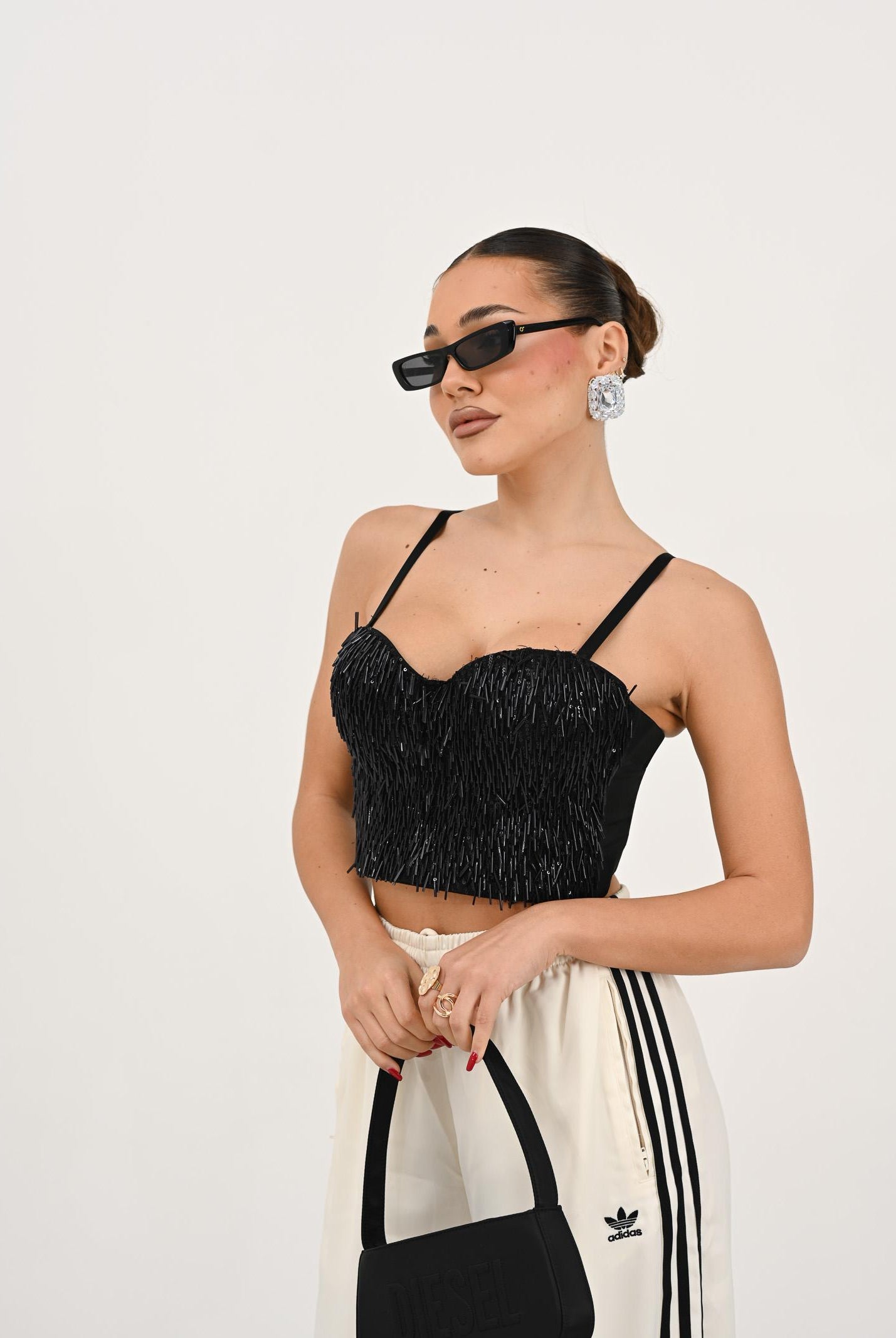 TPN Corpetto nero da donna con strass FERSIT122W5 D6 TPN