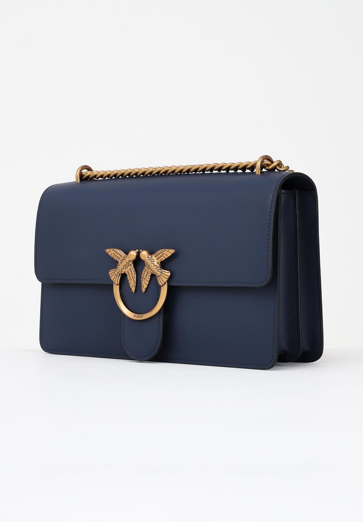 PINKO Borsa a tracolla Classic Love Bag One in morbida pelle mano seta blu da donna 100941A0F1 G08Q PINKO