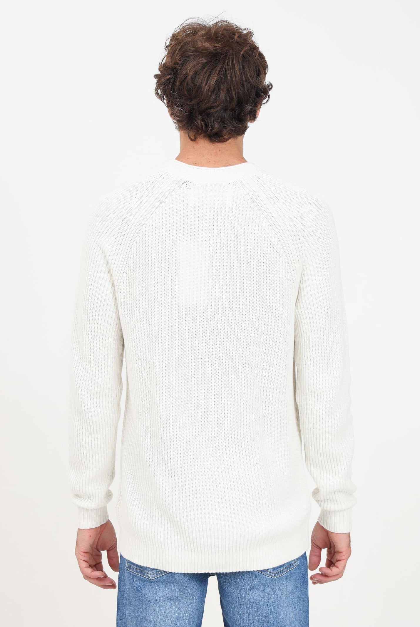 Maglioncino girocollo bianco da uomo con monogram CK J30J325672YBI YBI CALVIN KLEIN JEANS